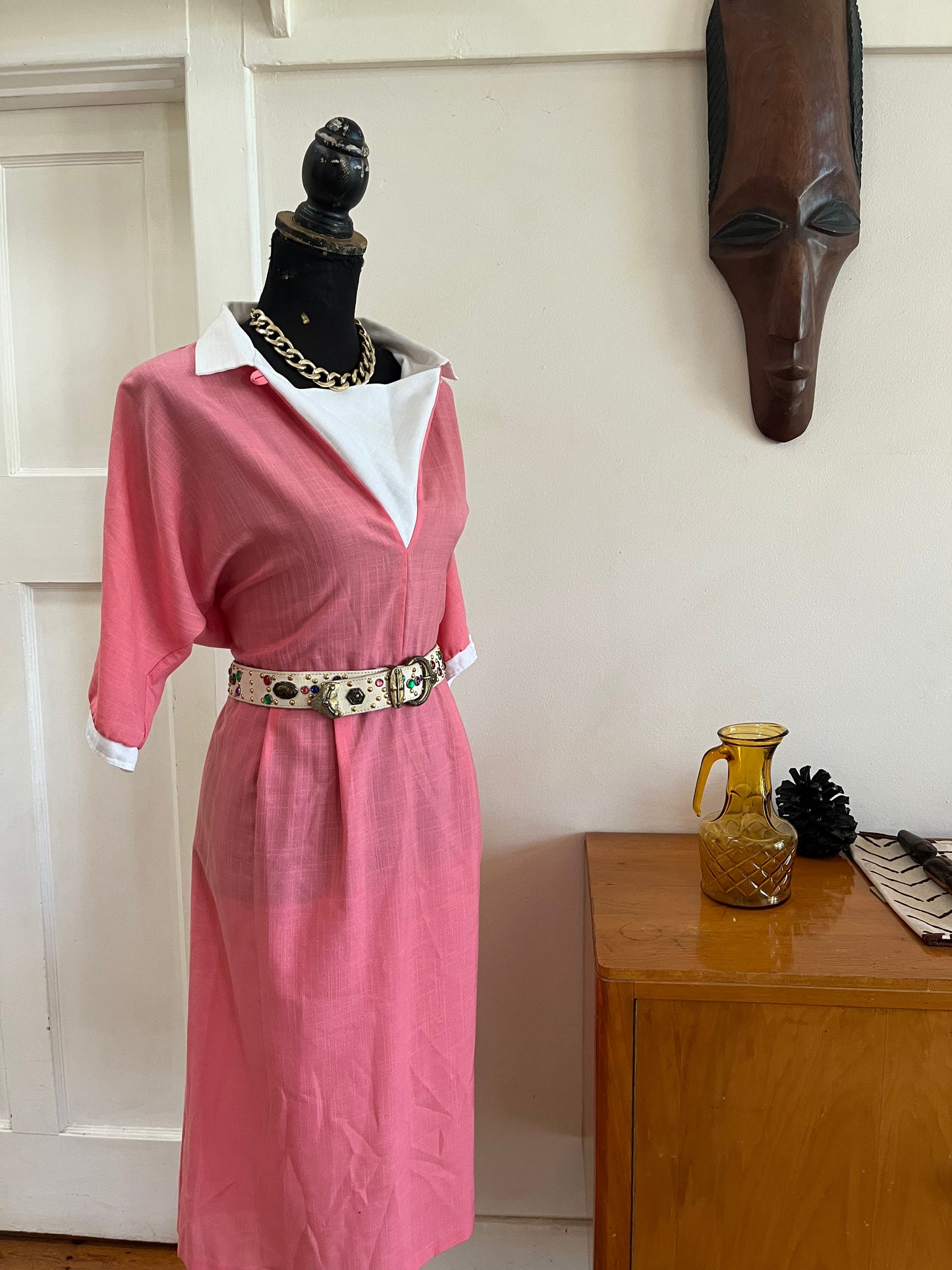 Vintage Pink Linen Dress