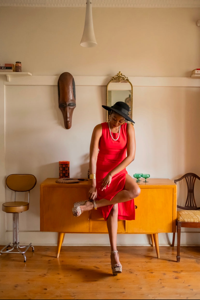 Red 90s Style Vintage Dress