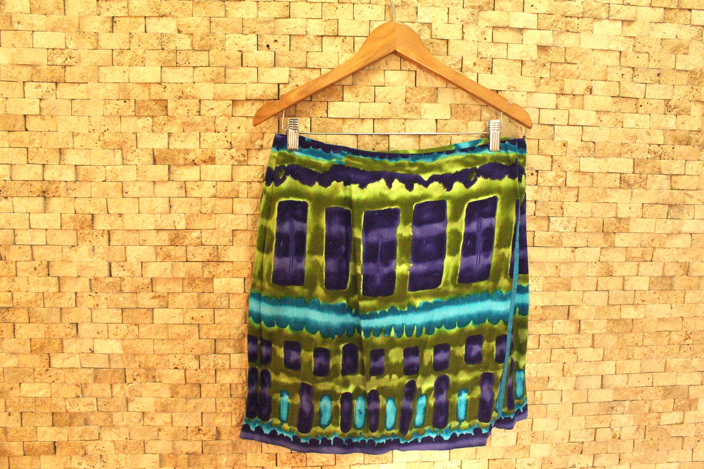 Blue & Green Mini Skirt