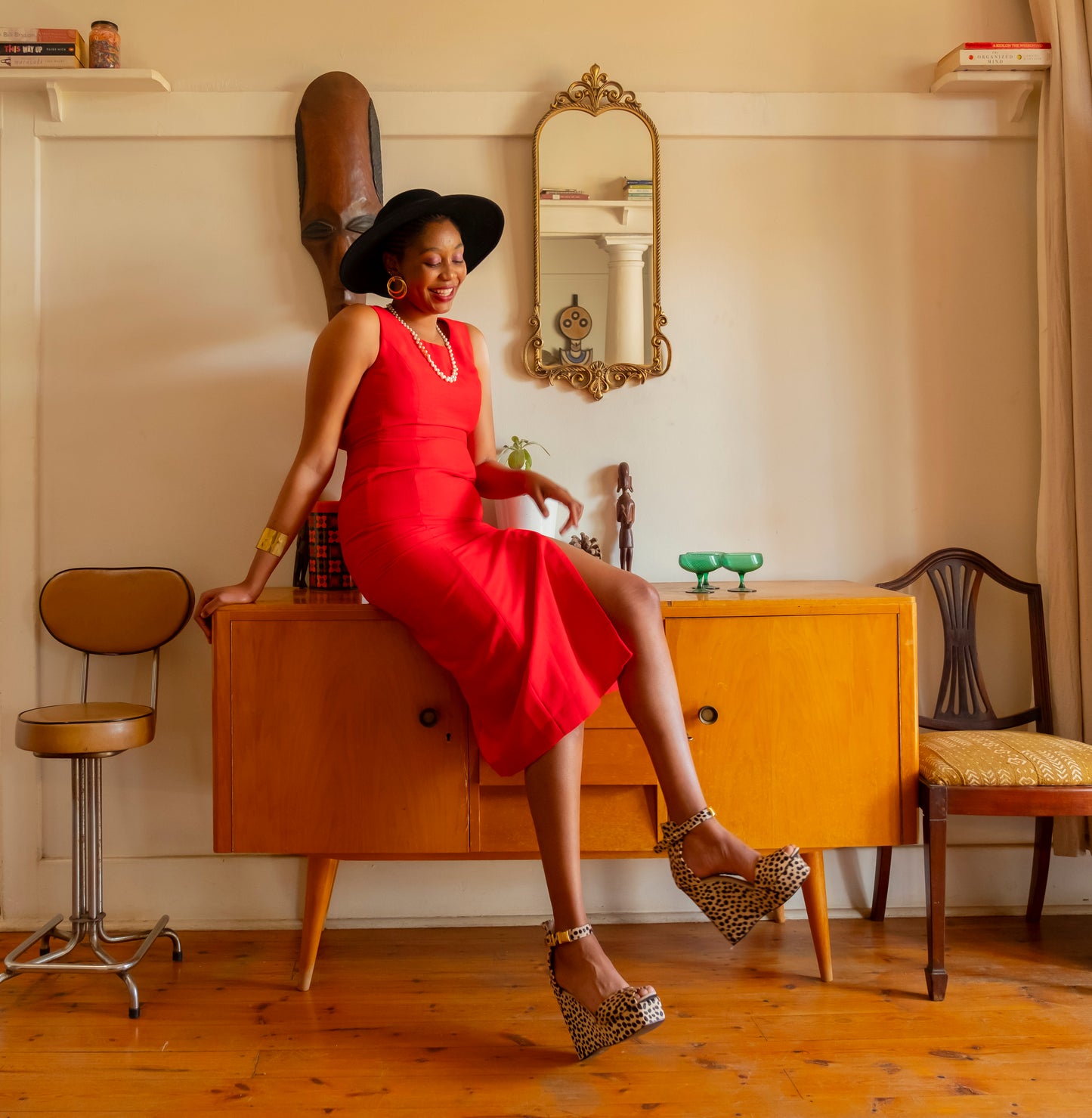 Red 90s Style Vintage Dress