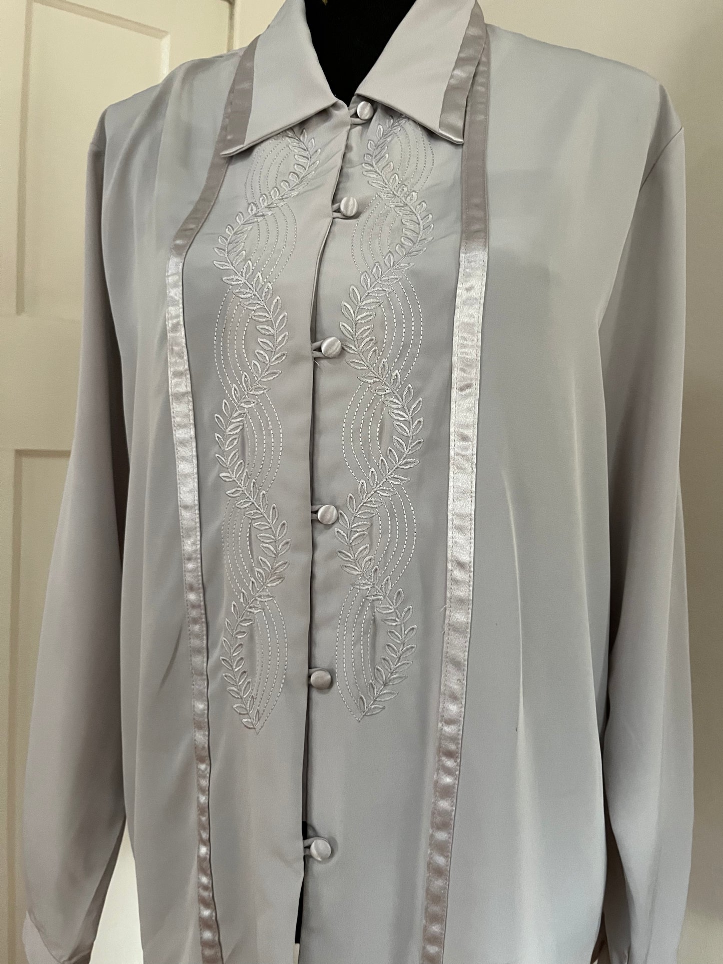 Grey Embroidery Blouse