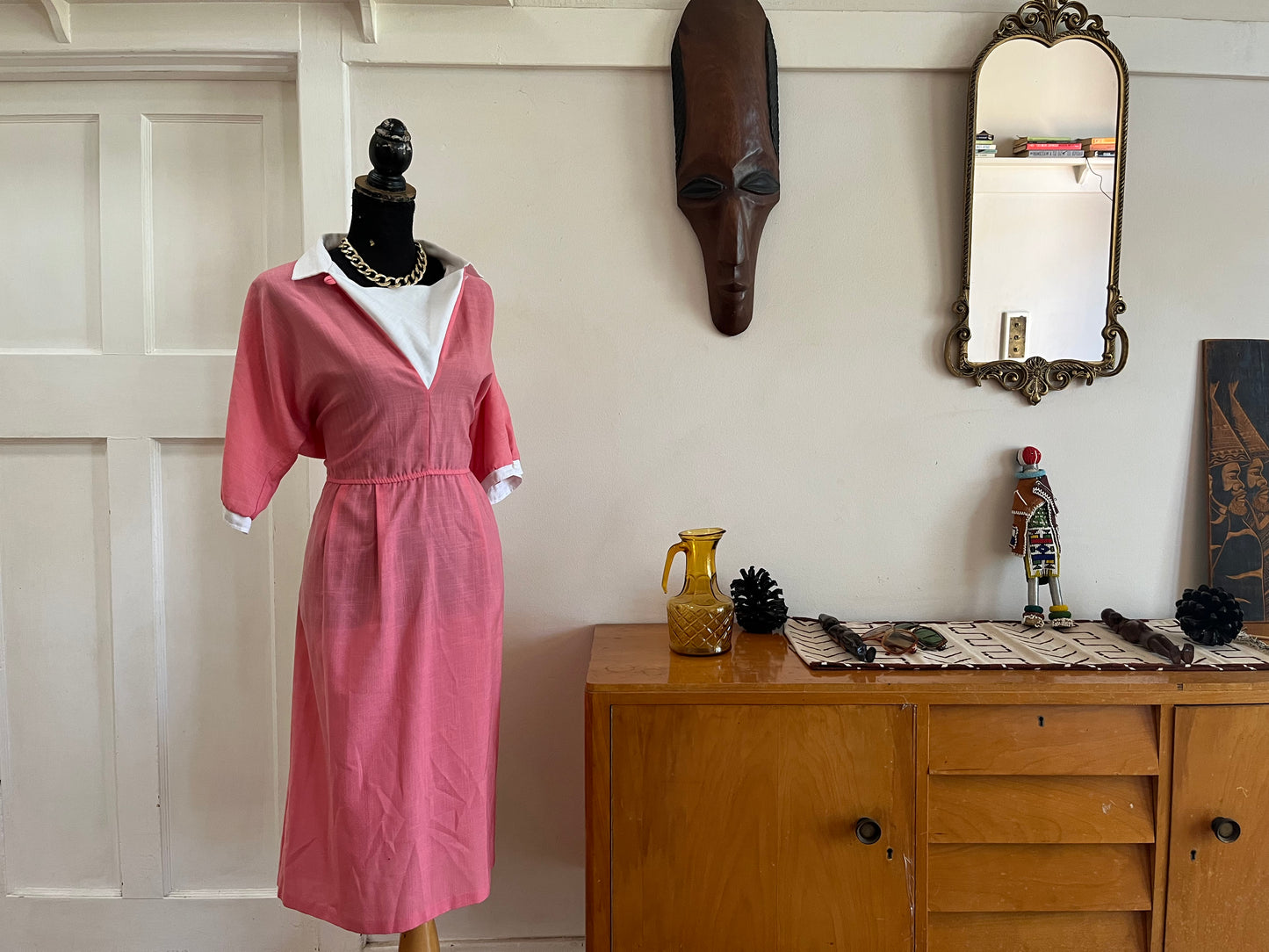 Vintage Pink Linen Dress