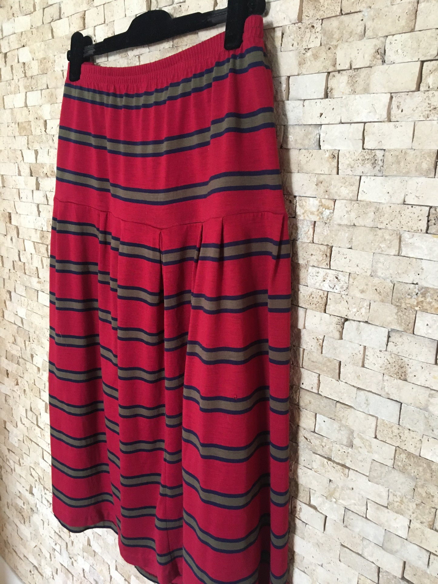 Red & Navy Pleated Skirt