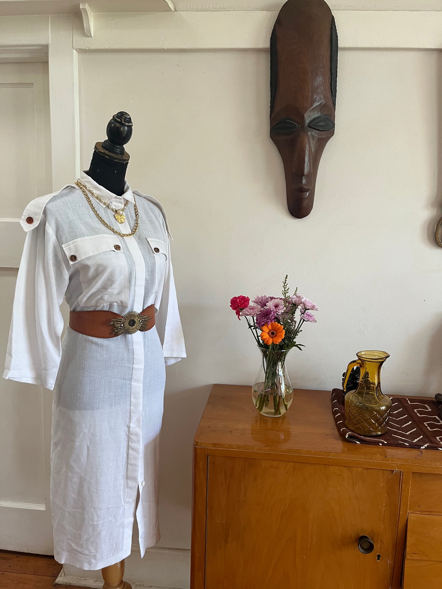 White Linen Shirt Dress