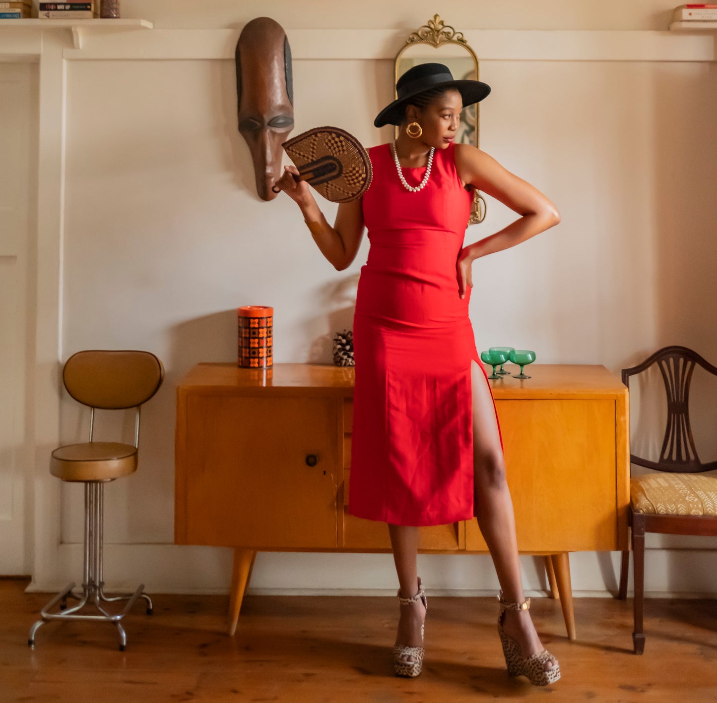 Red 90s Style Vintage Dress