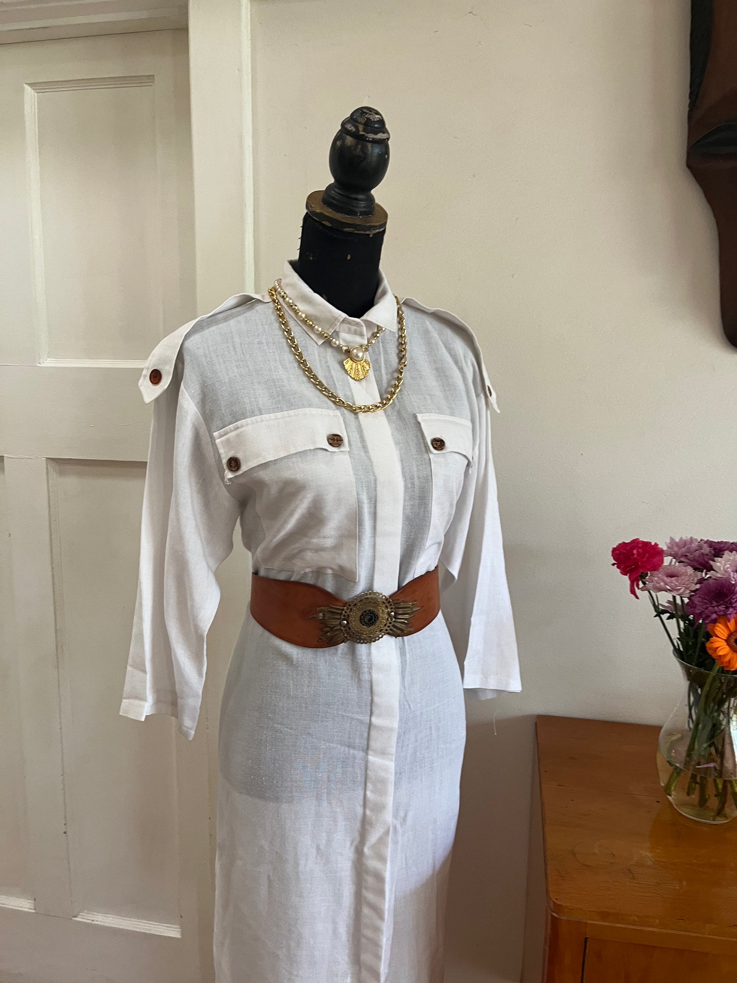 White Linen Shirt Dress