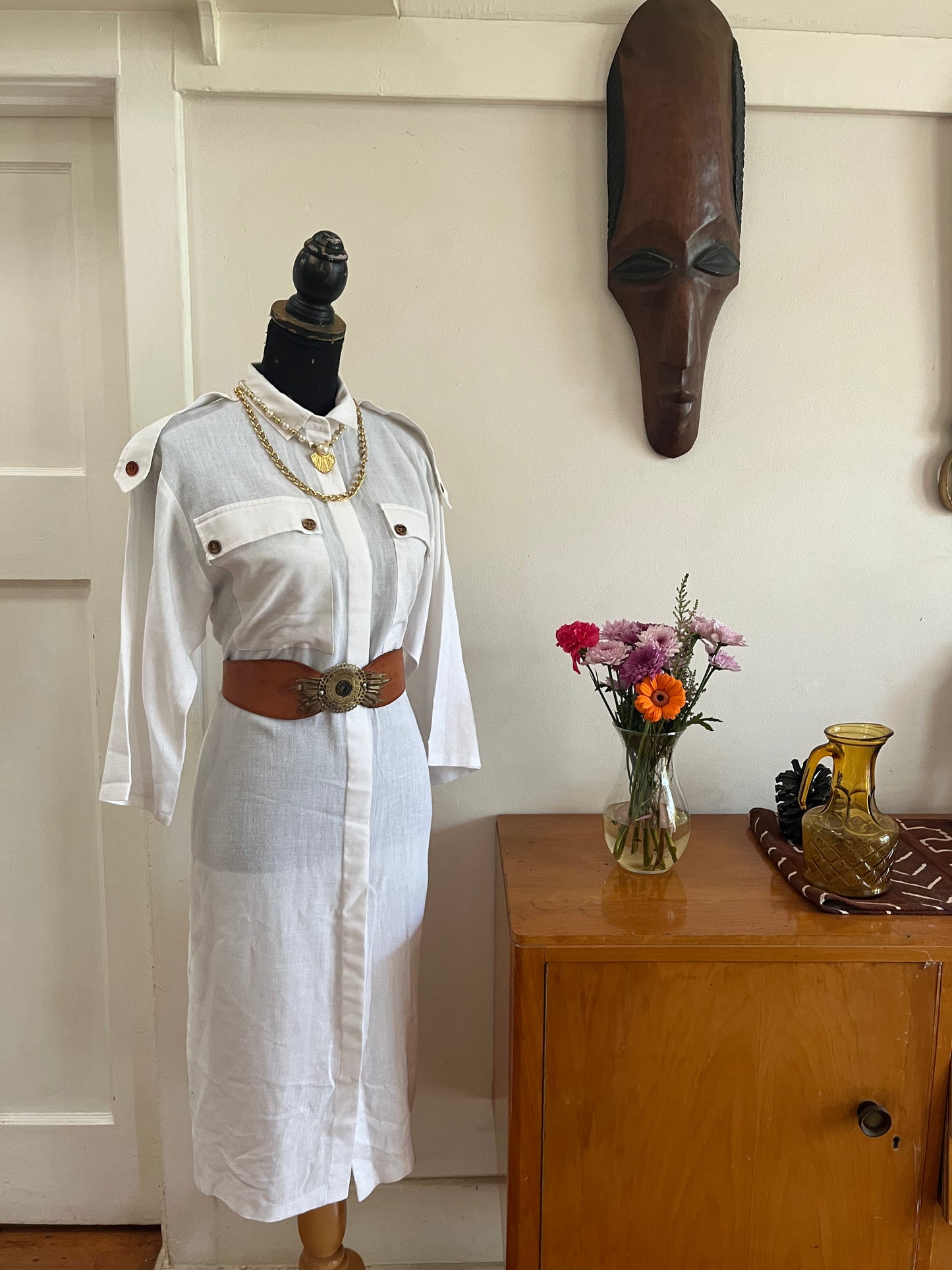 White Linen Shirt Dress