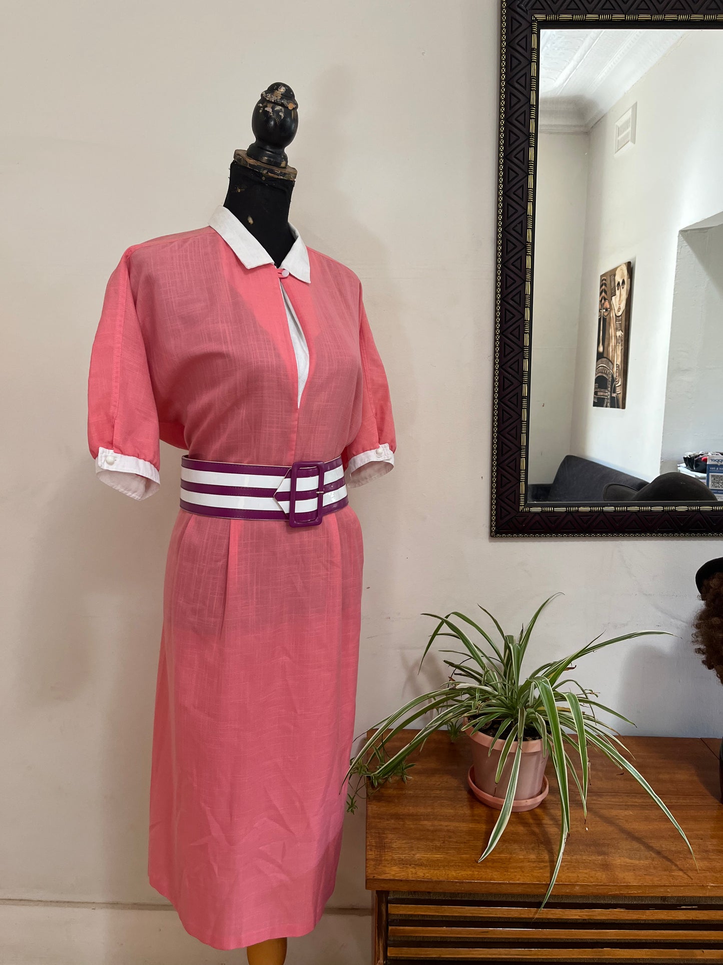 Vintage Pink Linen Dress