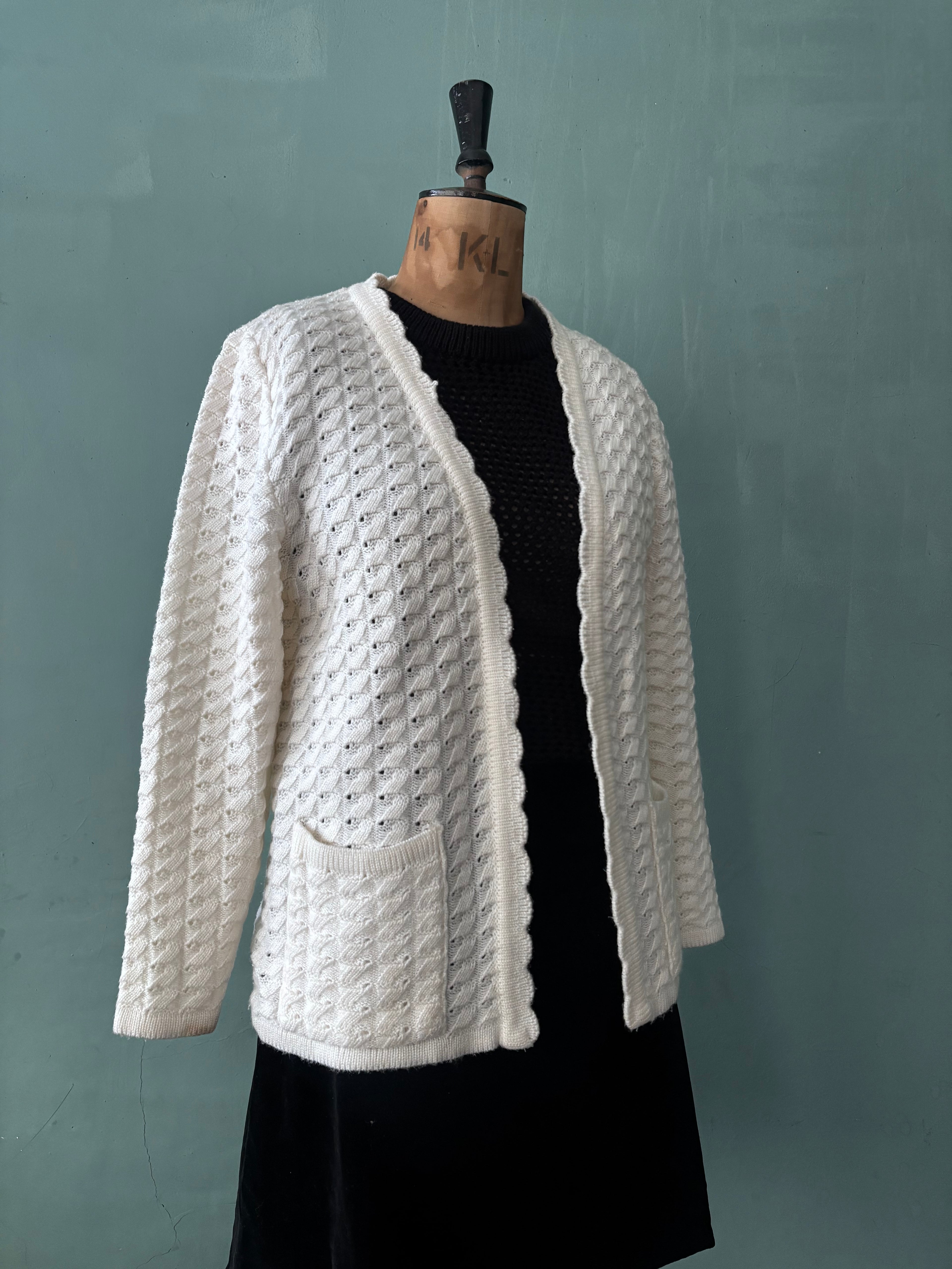 White Vintage Knitted Cardigan