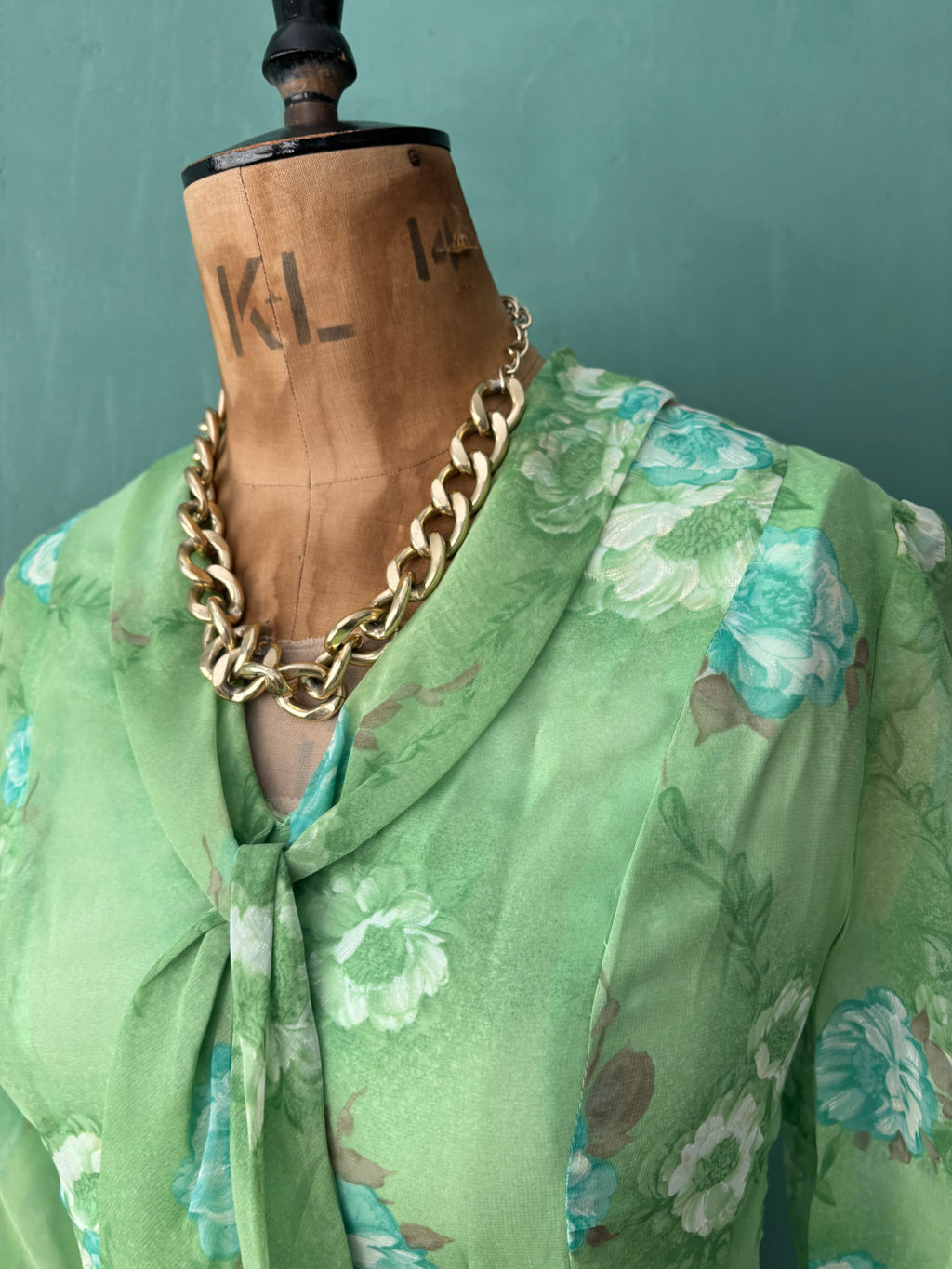 Green 70s Organza Vintage Dress
