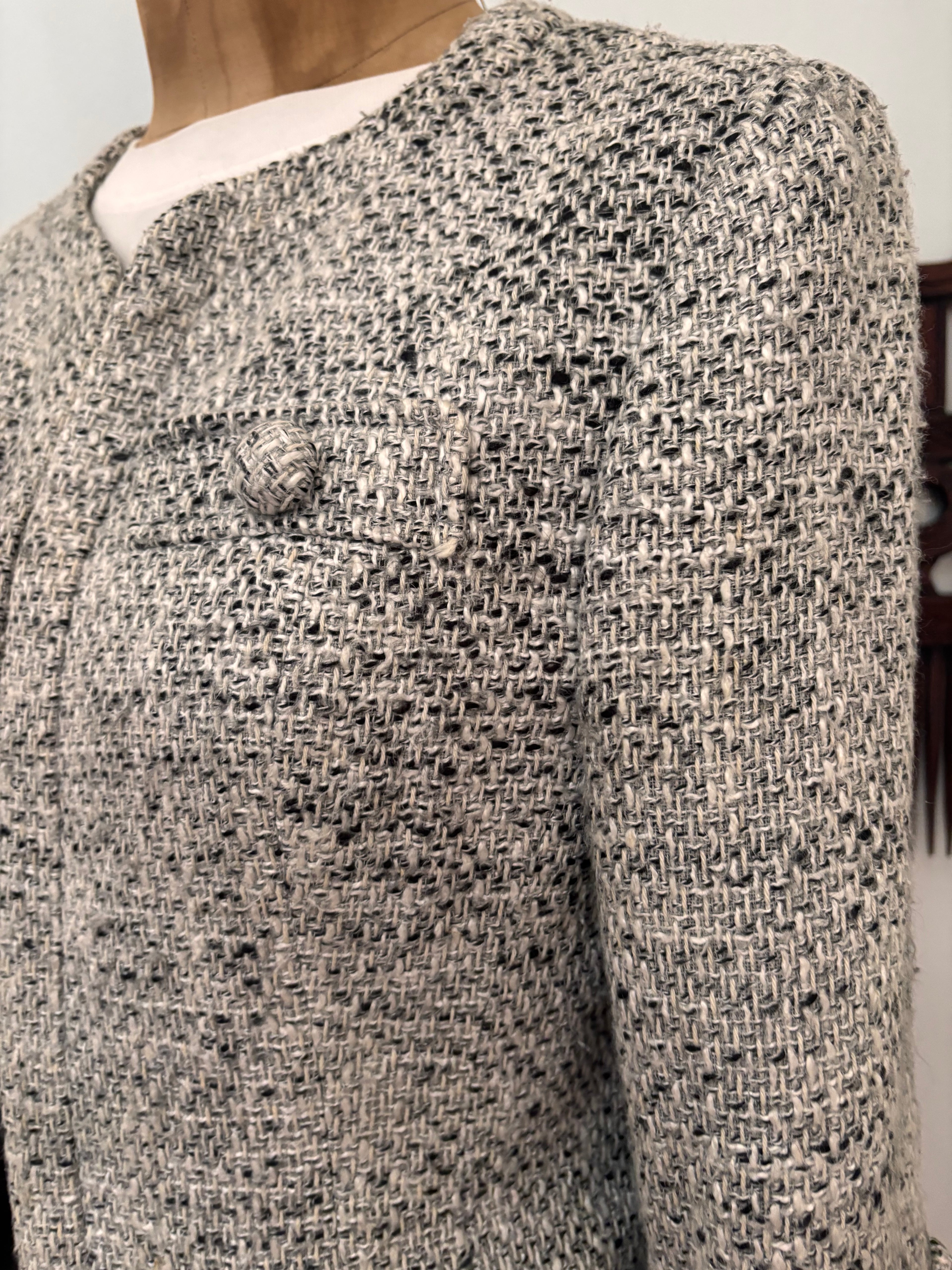 Grey Tweed Crop Jacket