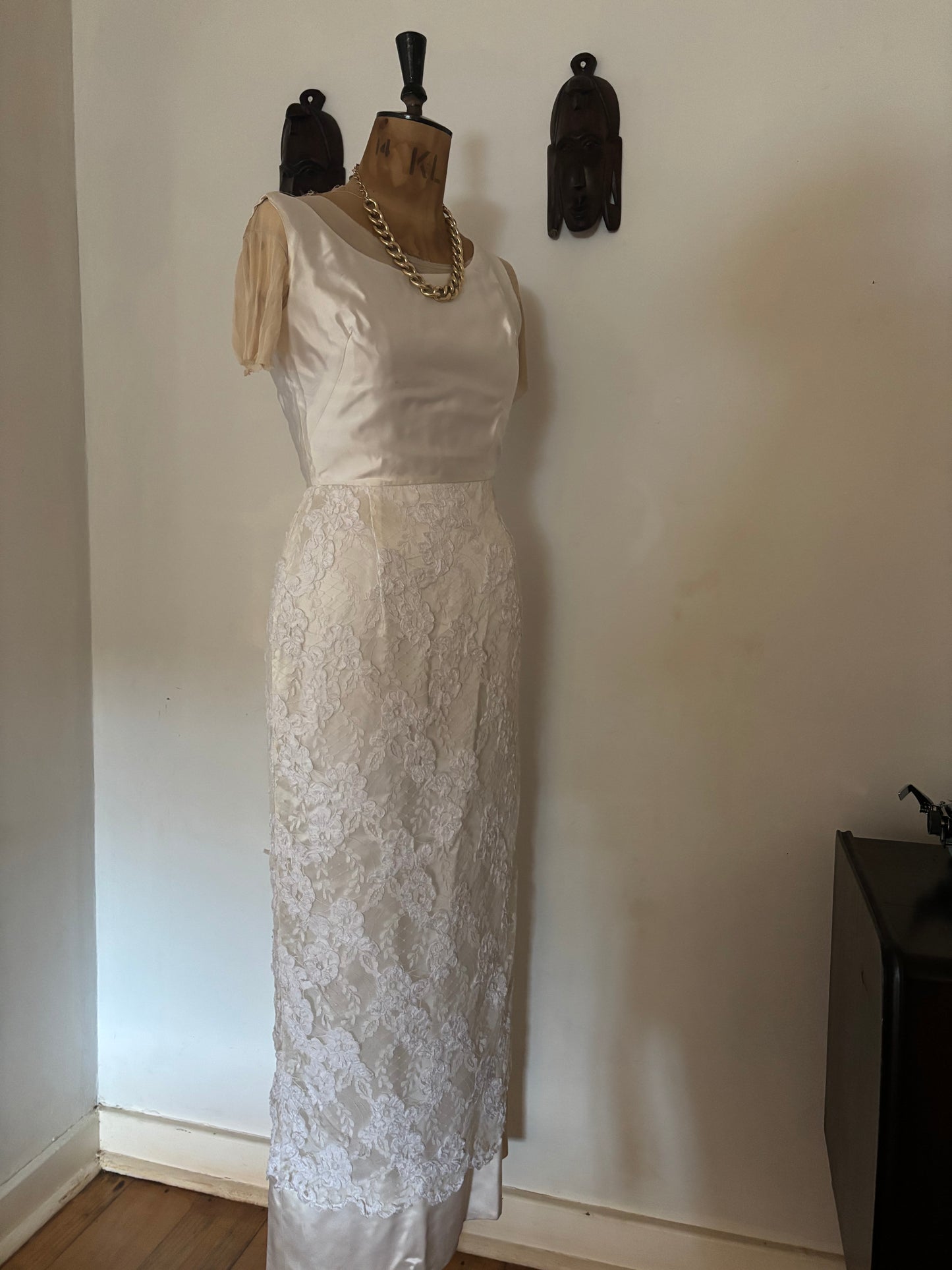 Vintage Satin & Lace Wedding Dress with Bolero