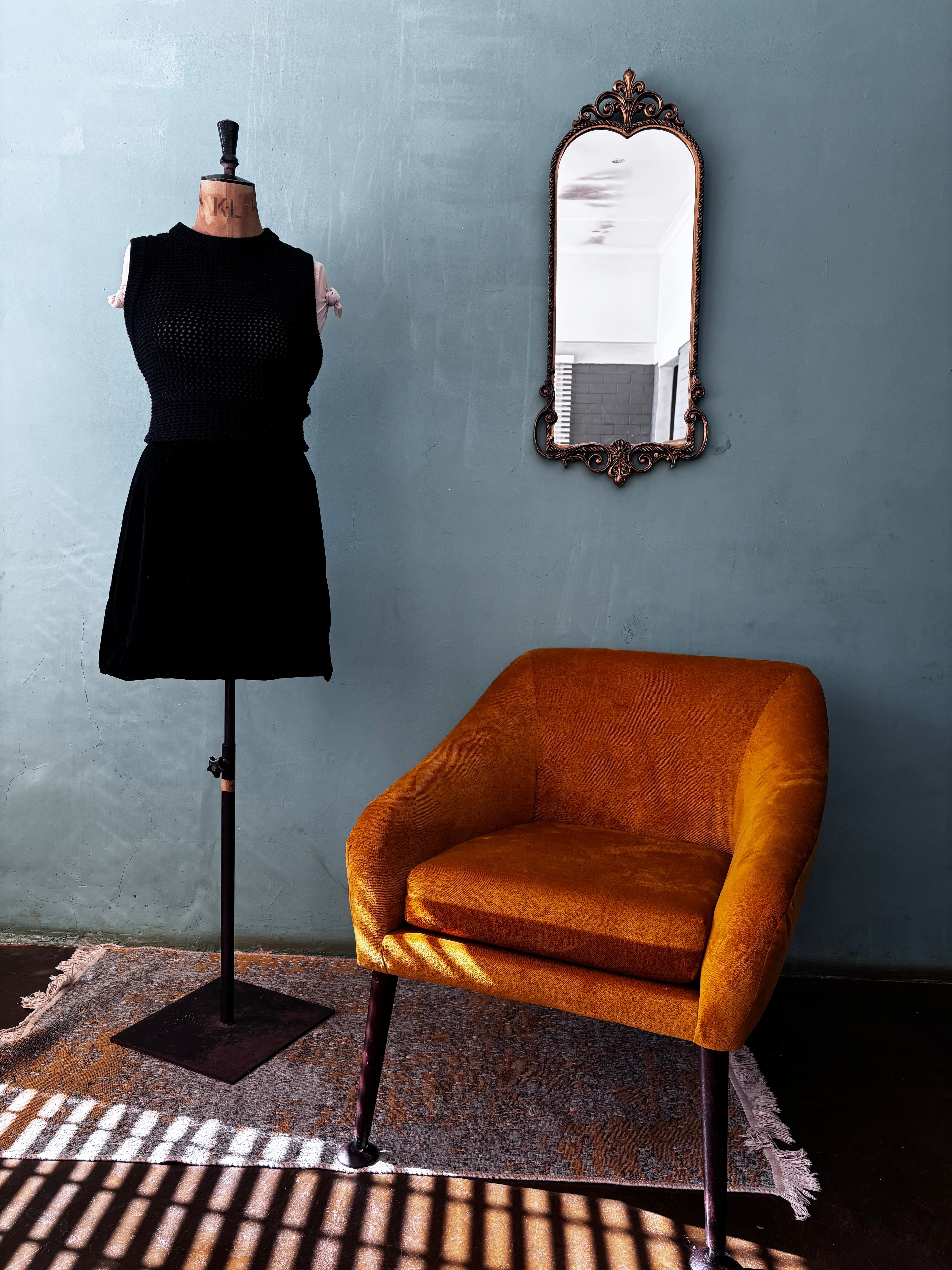 Black Velvet Vintage Mini Skirt