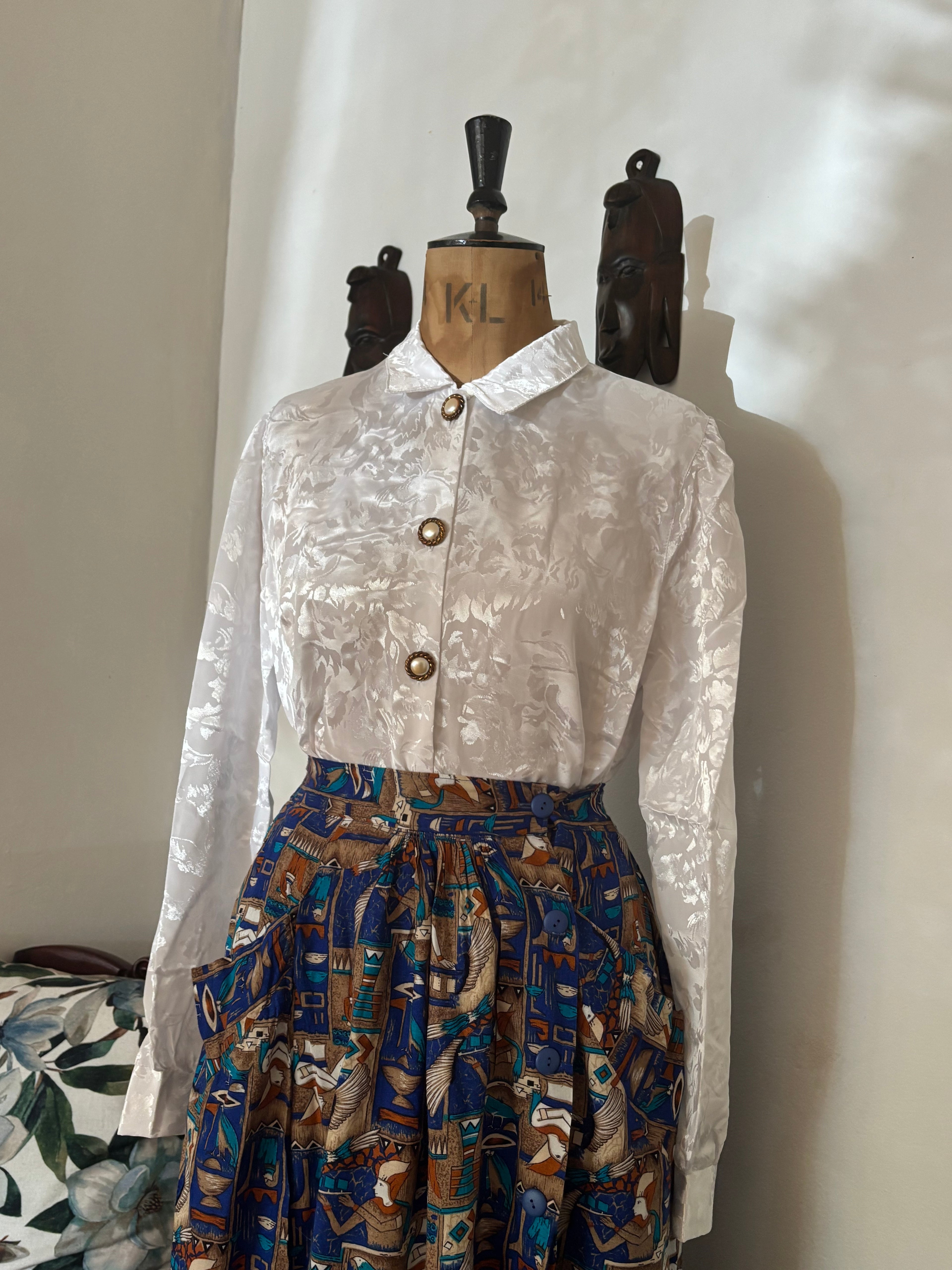 White Vintage Floral Blouse