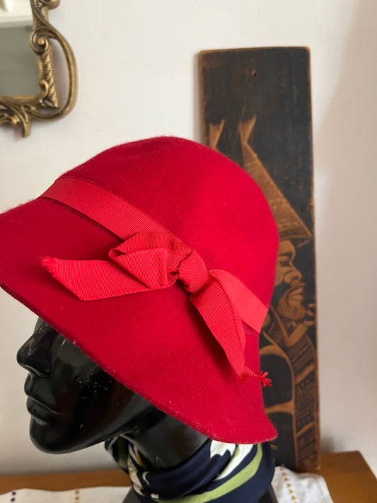 Red Vintage Felt Hat