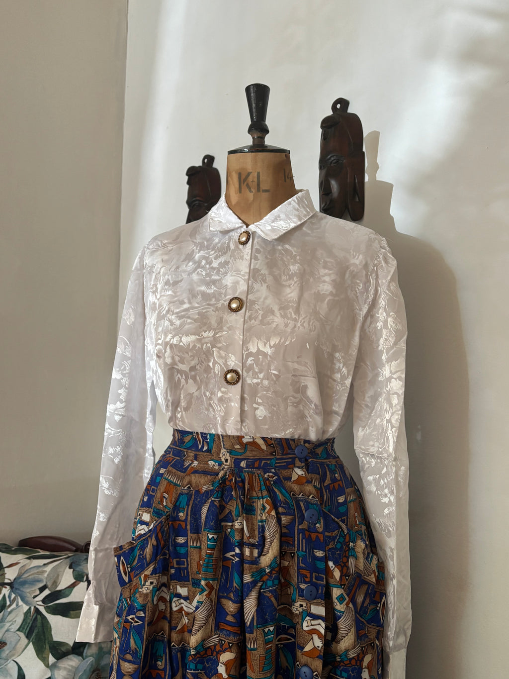 White Vintage Floral Blouse