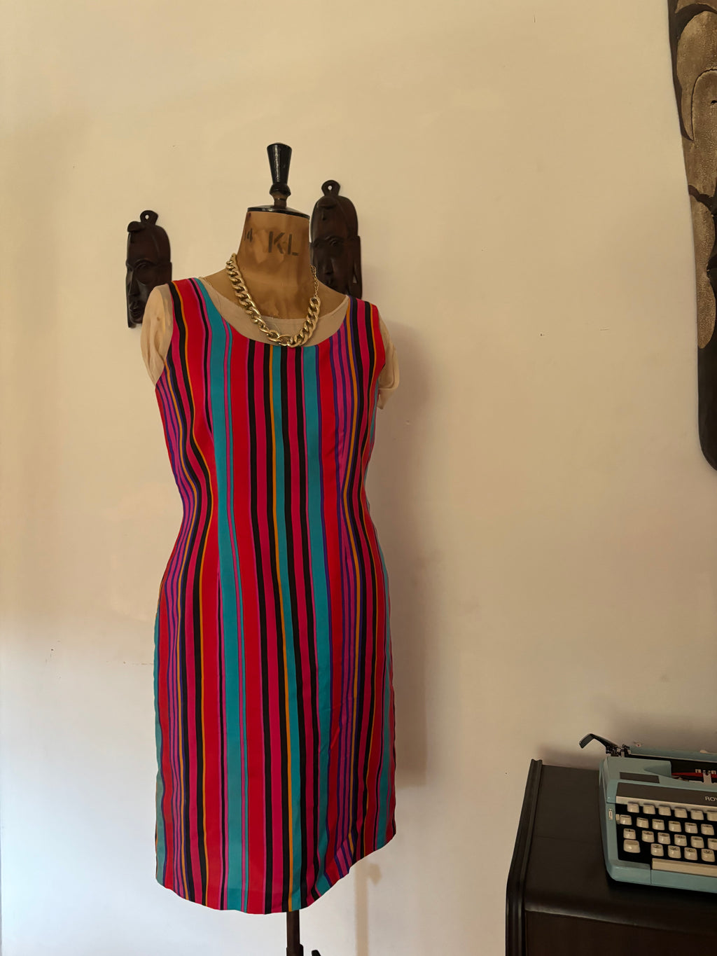 Vintage Silk Striped Dress