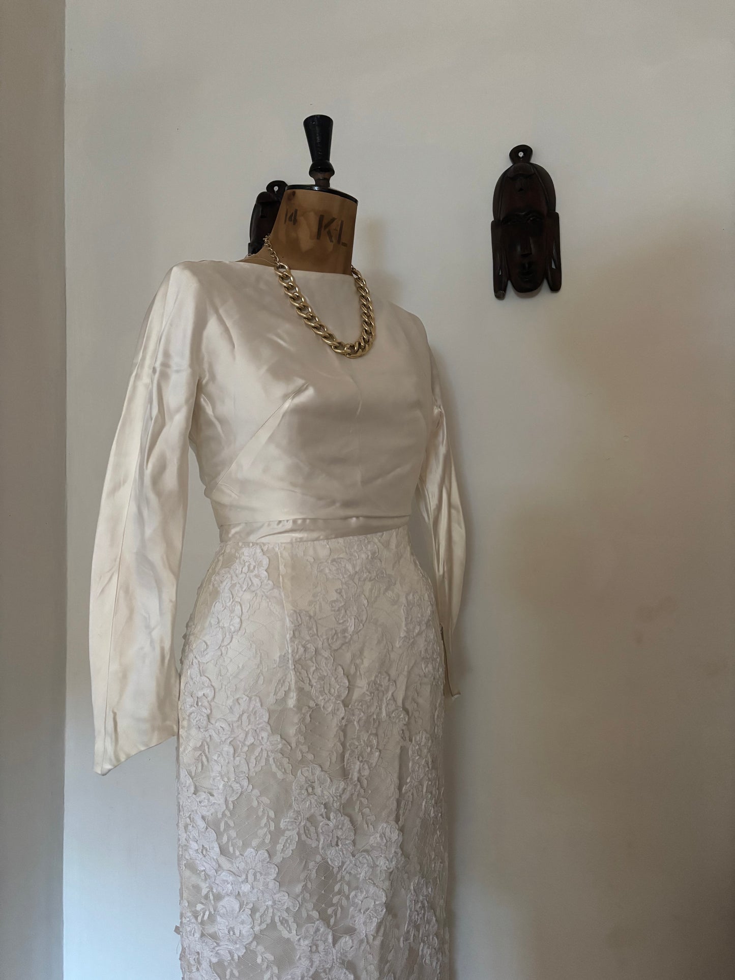Vintage Satin & Lace Wedding Dress with Bolero