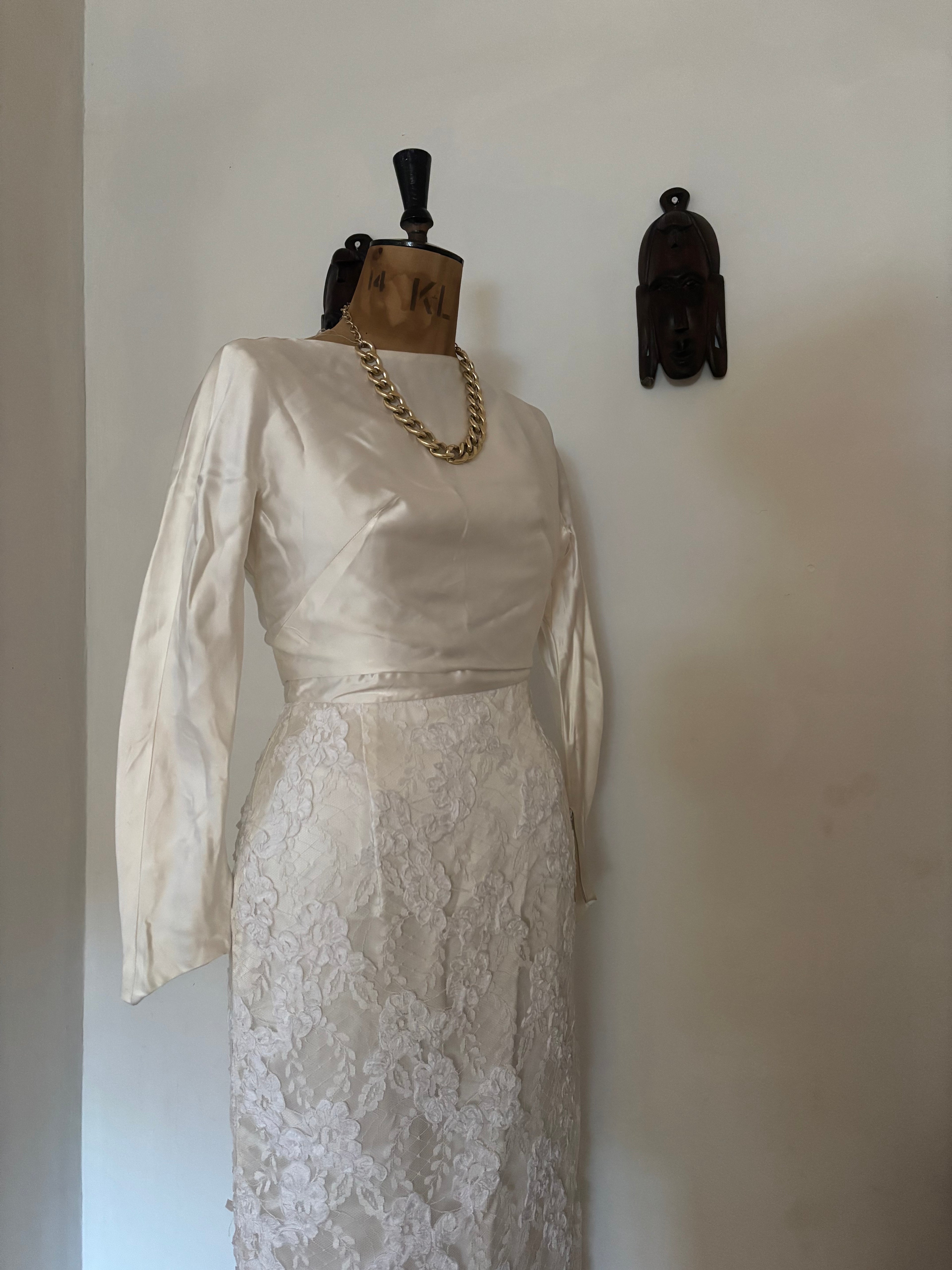 Vintage Satin & Lace Wedding Dress with Bolero