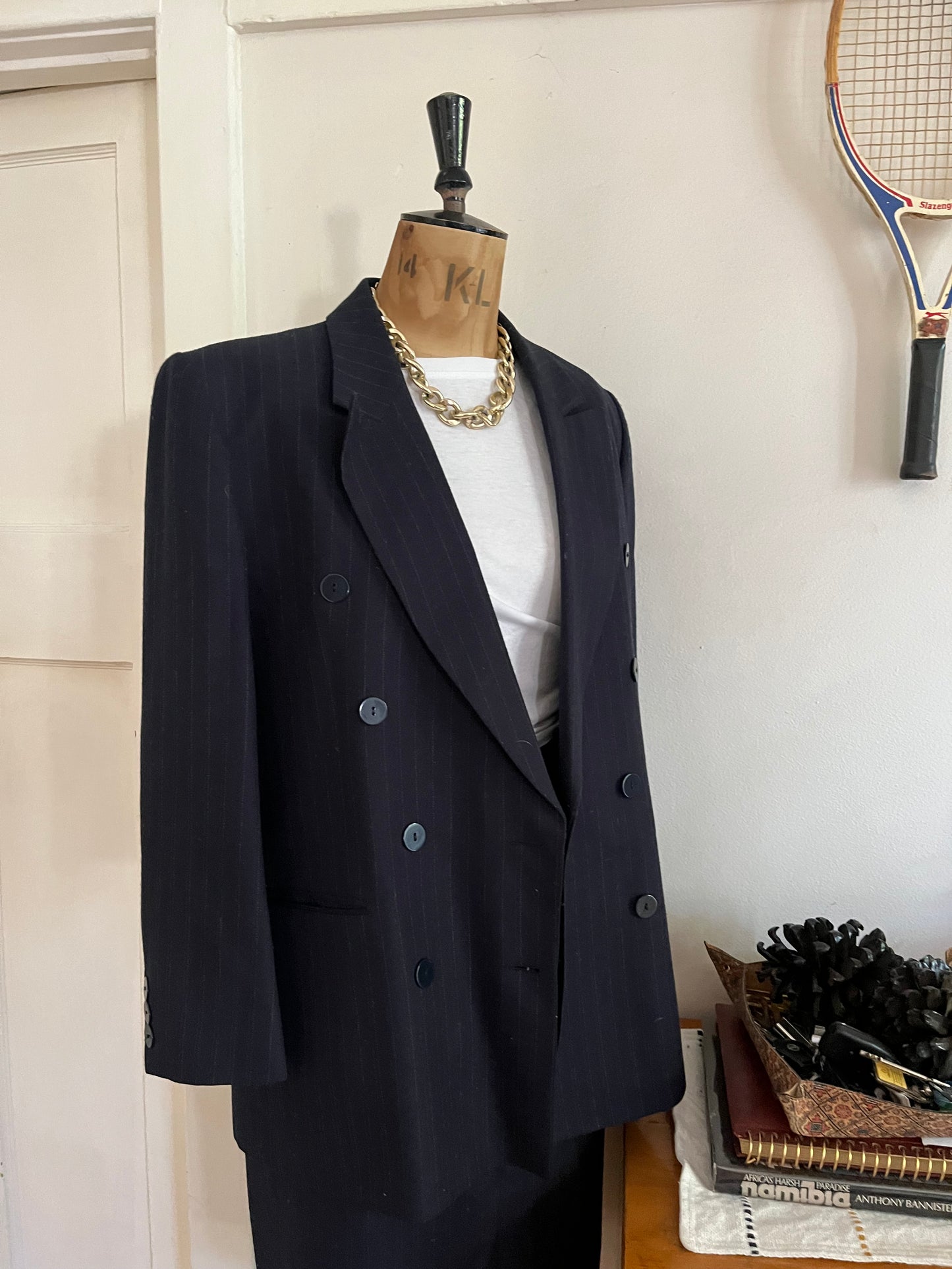 Vintage Navy Pinstripe Suit