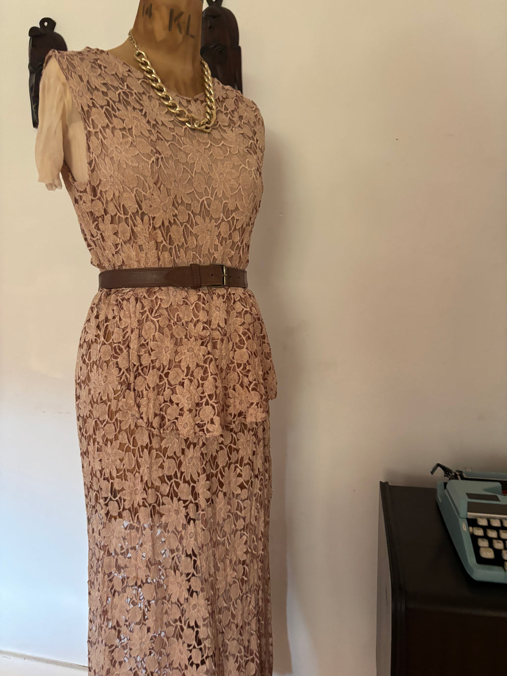 Champagne Vintage Lace Dress
