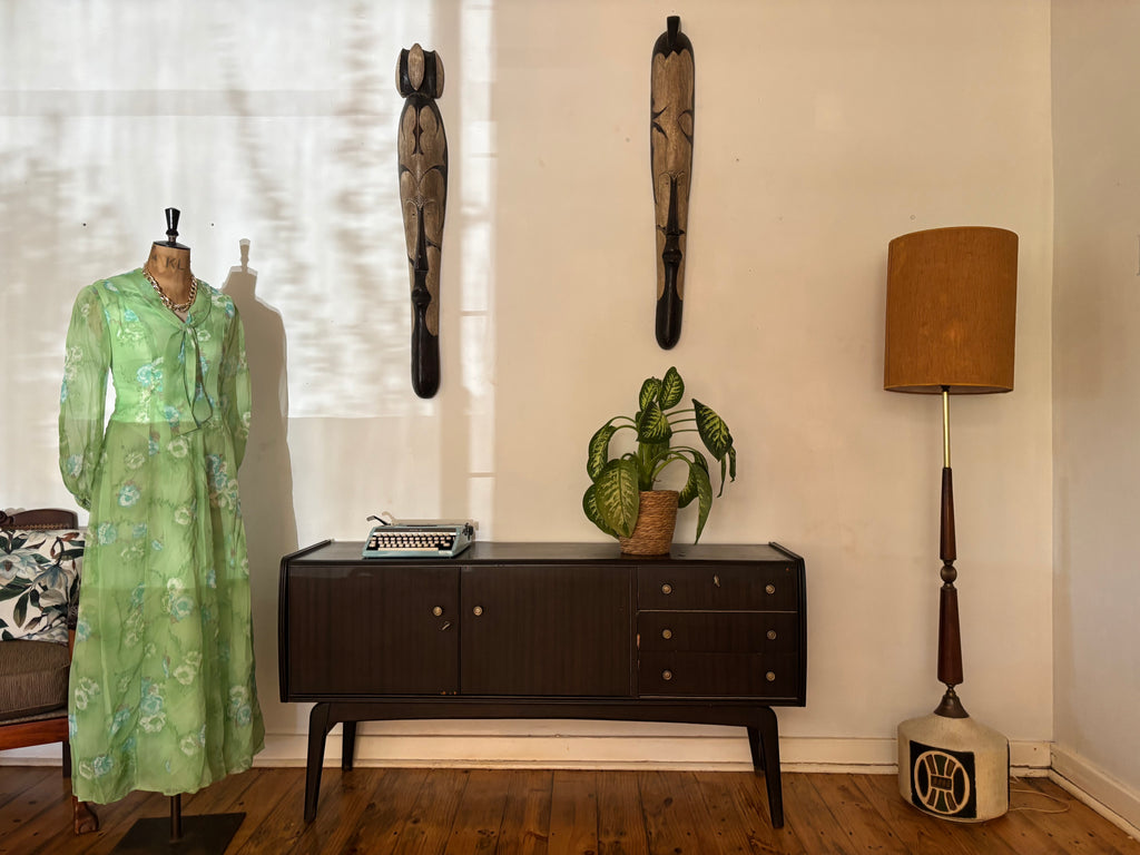 Green 70s Organza Vintage Dress