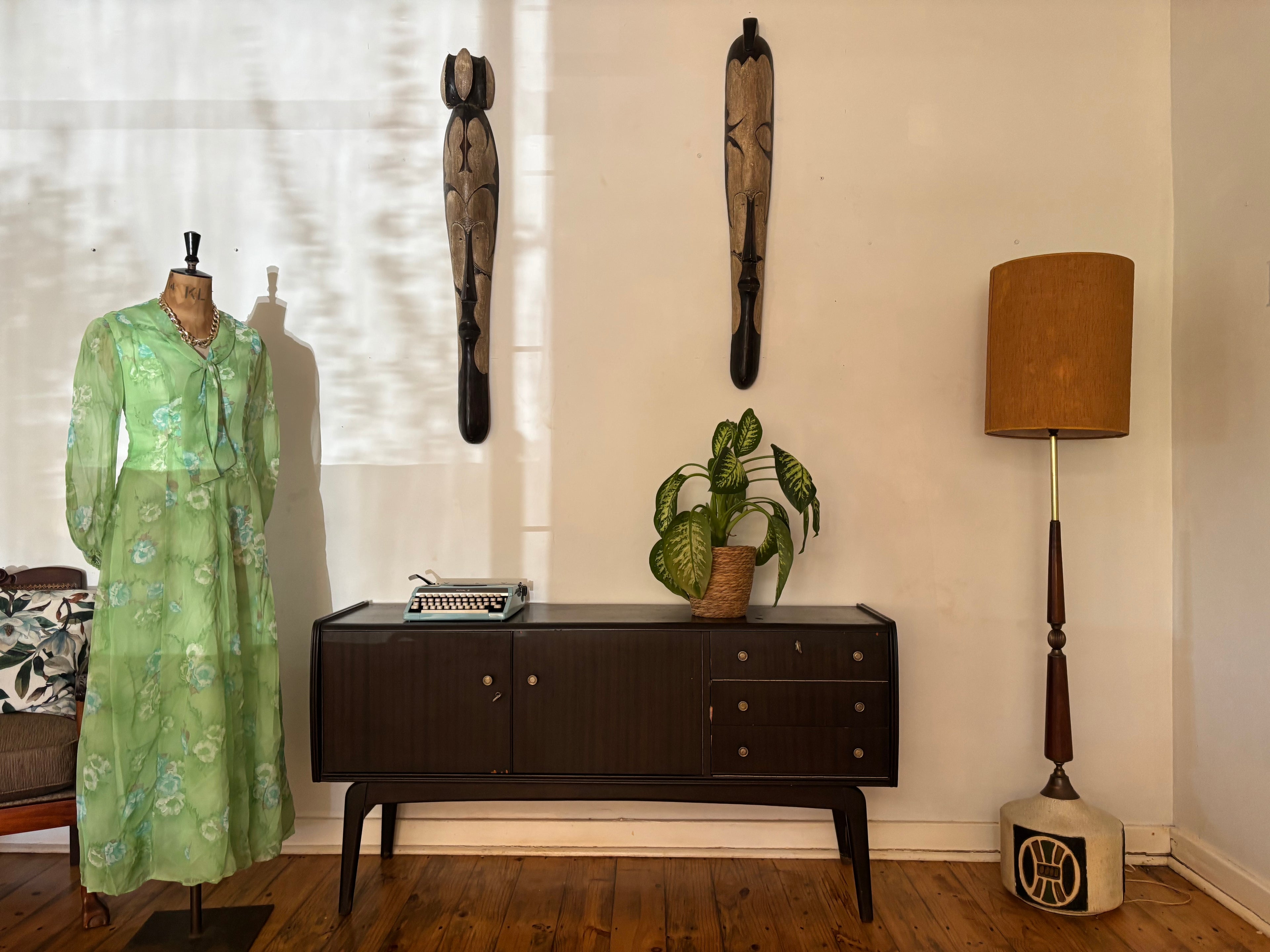 Green 70s Organza Vintage Dress