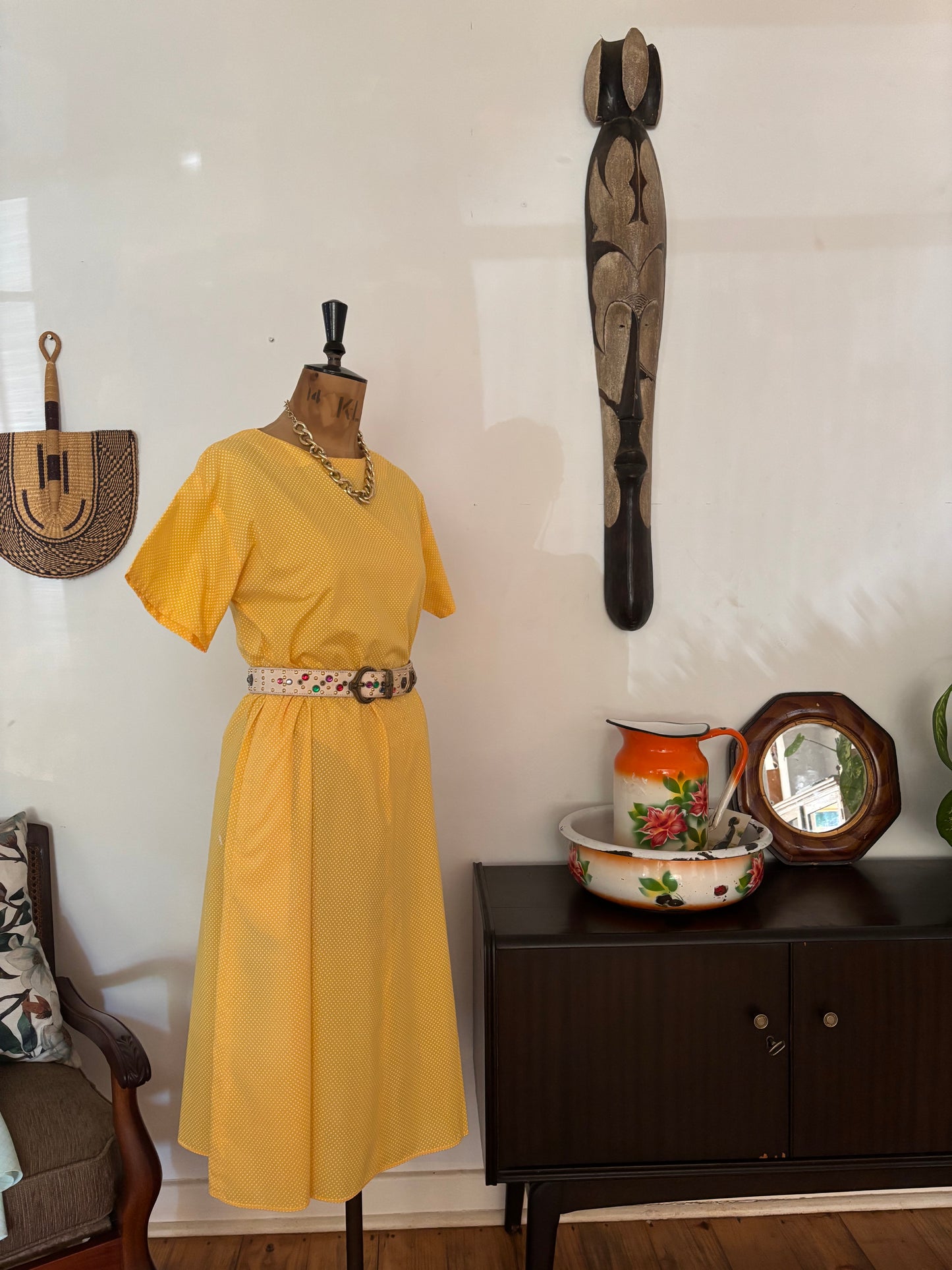 Yellow Polkadot Vintage Dress