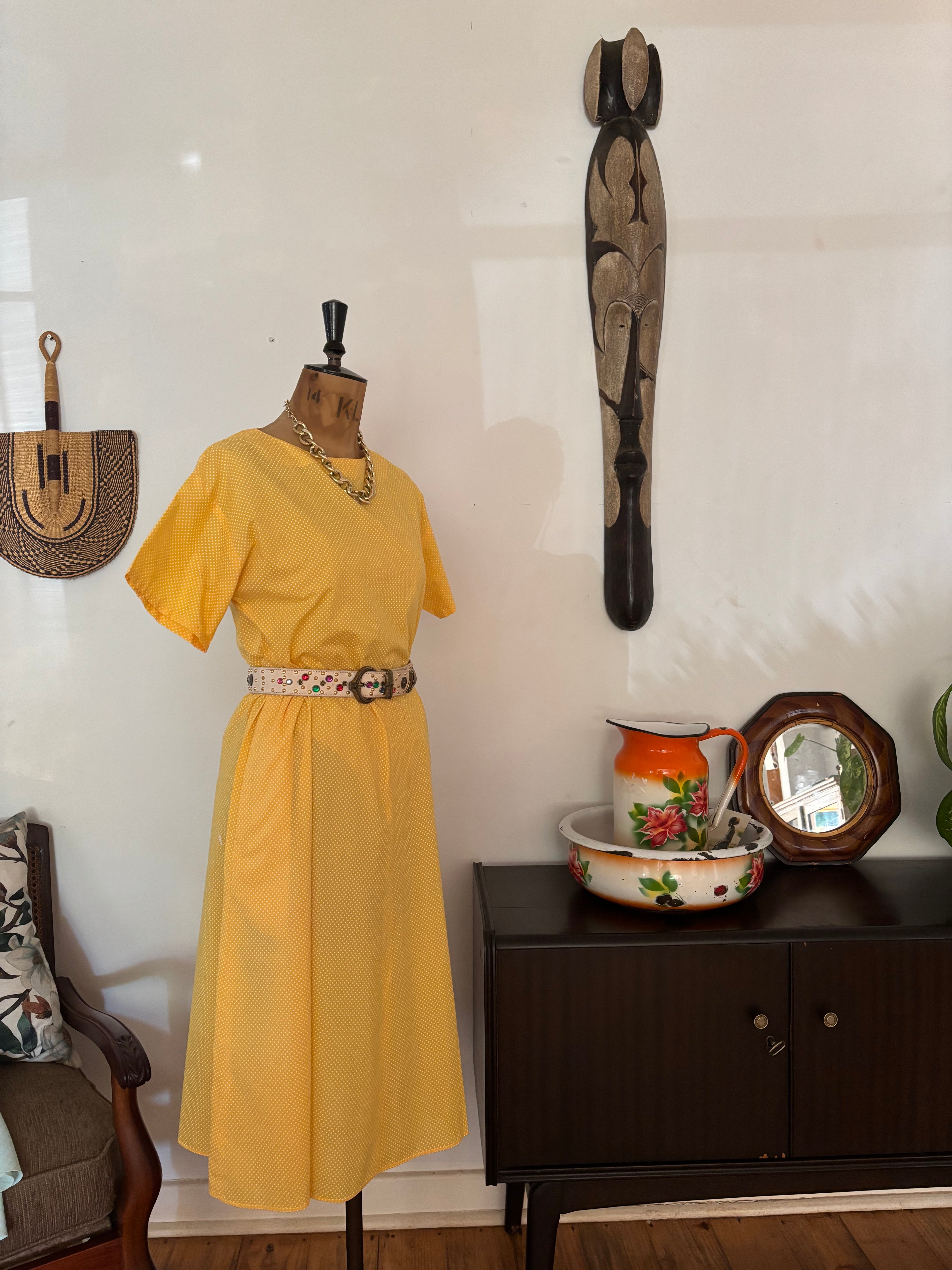 Yellow Polkadot Vintage Dress