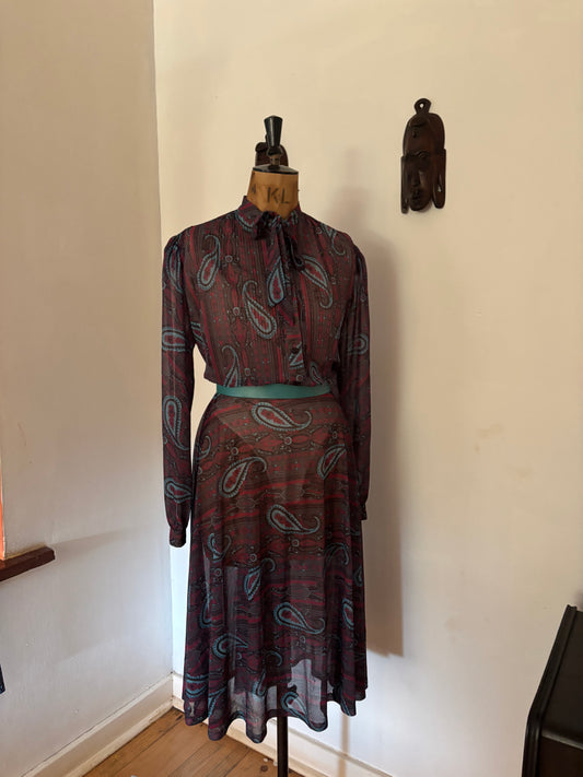 Paisley Print Vintage Chiffon Dress