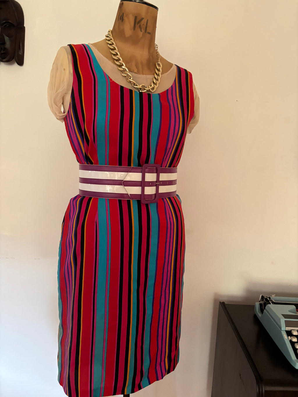 Vintage Silk Striped Dress