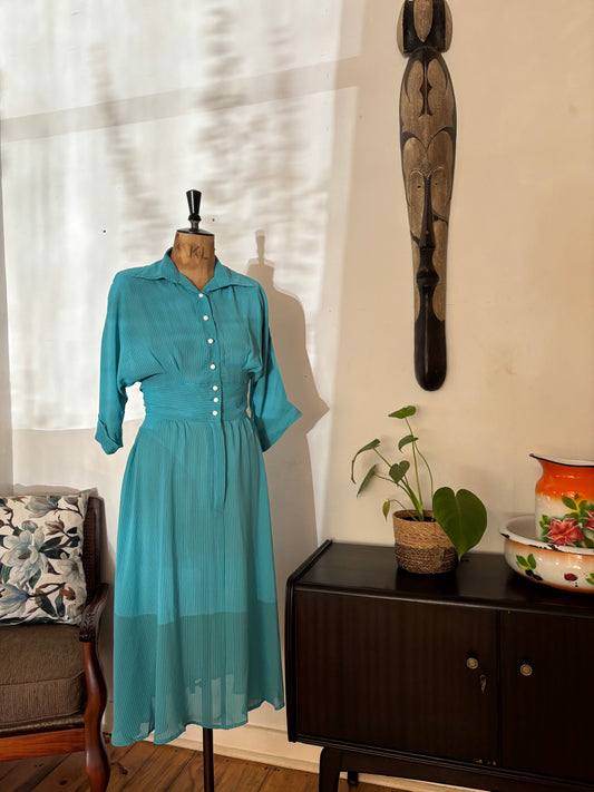 Teal Chiffon Vintage Dress
