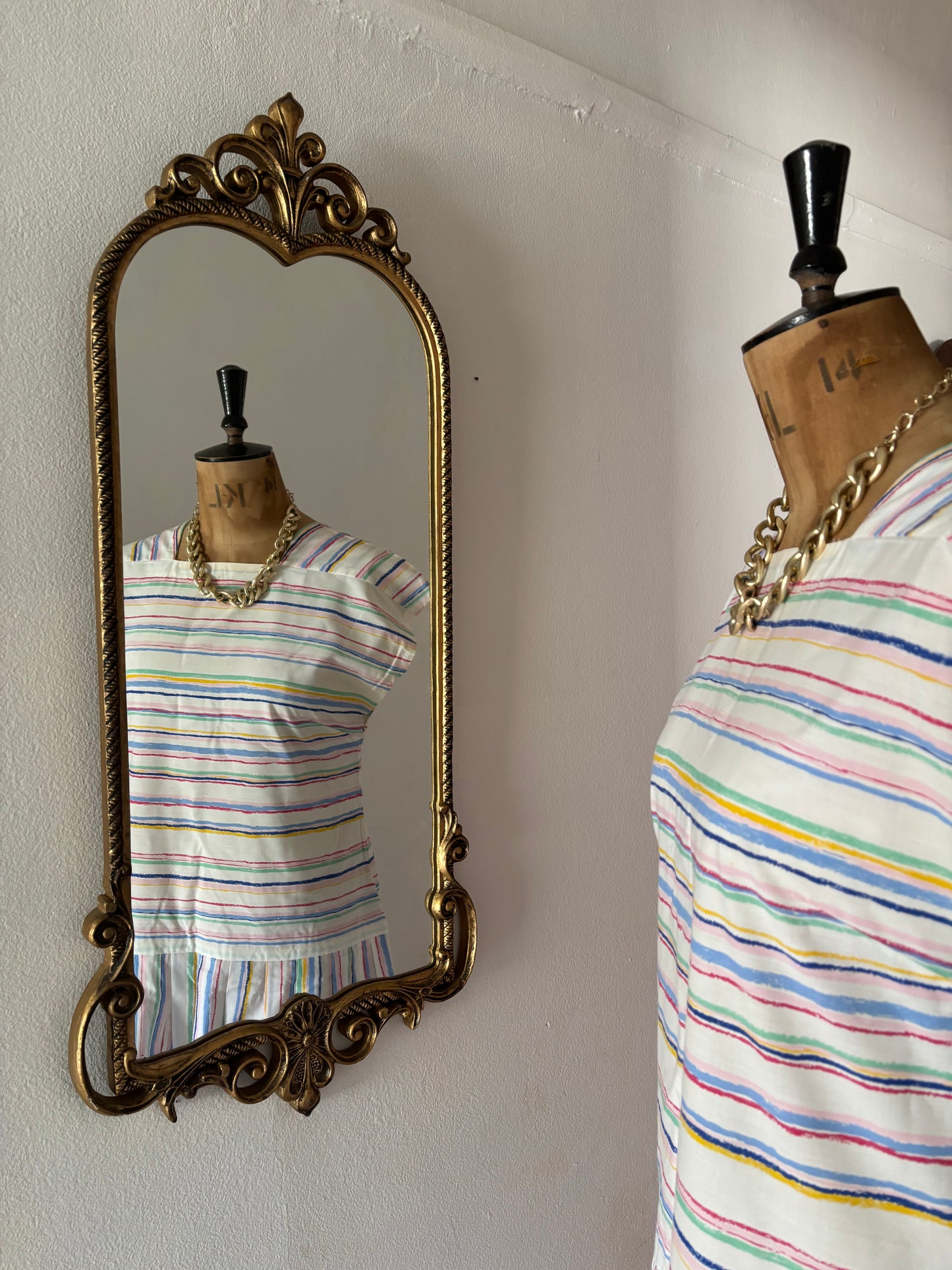 White Striped Vintage Dropwaist Dress