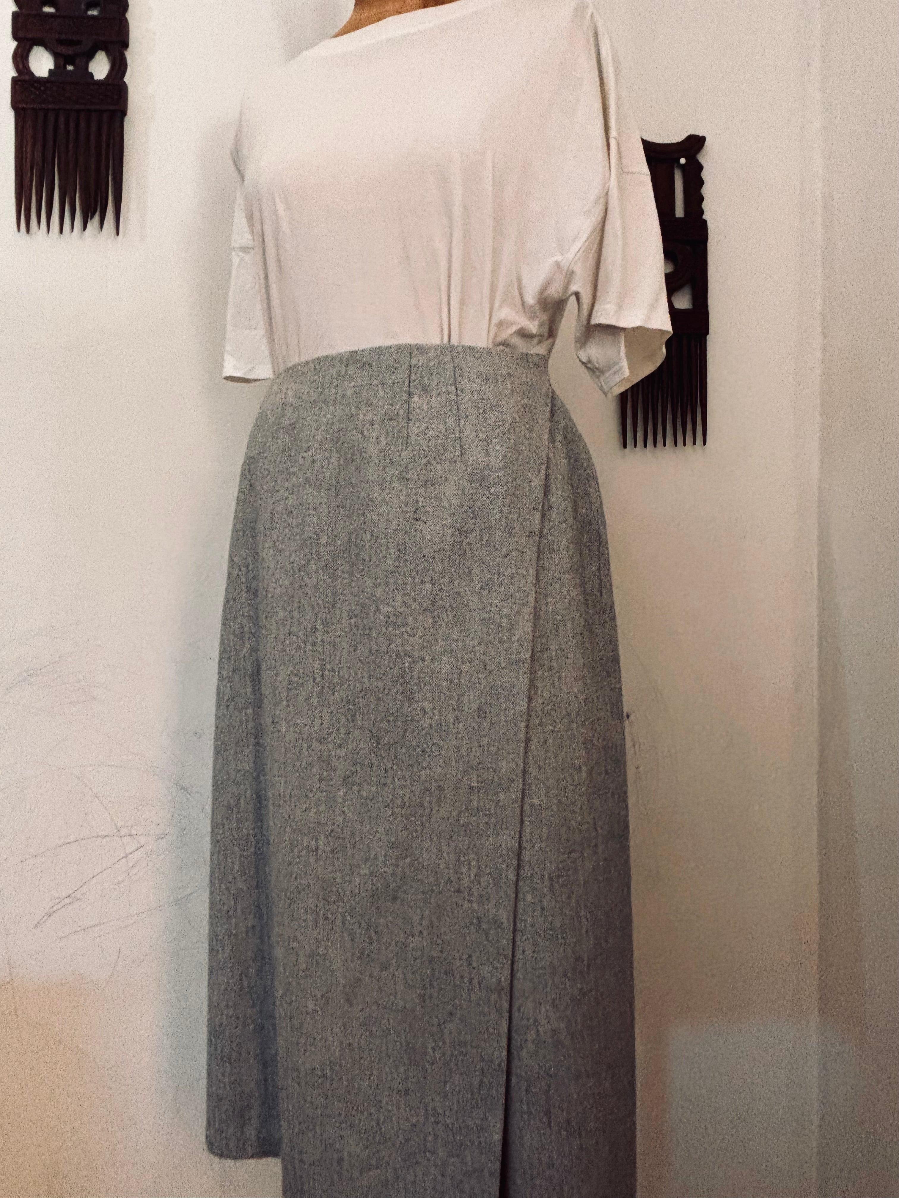 Grey Tweed Vintage Wrap Skirt