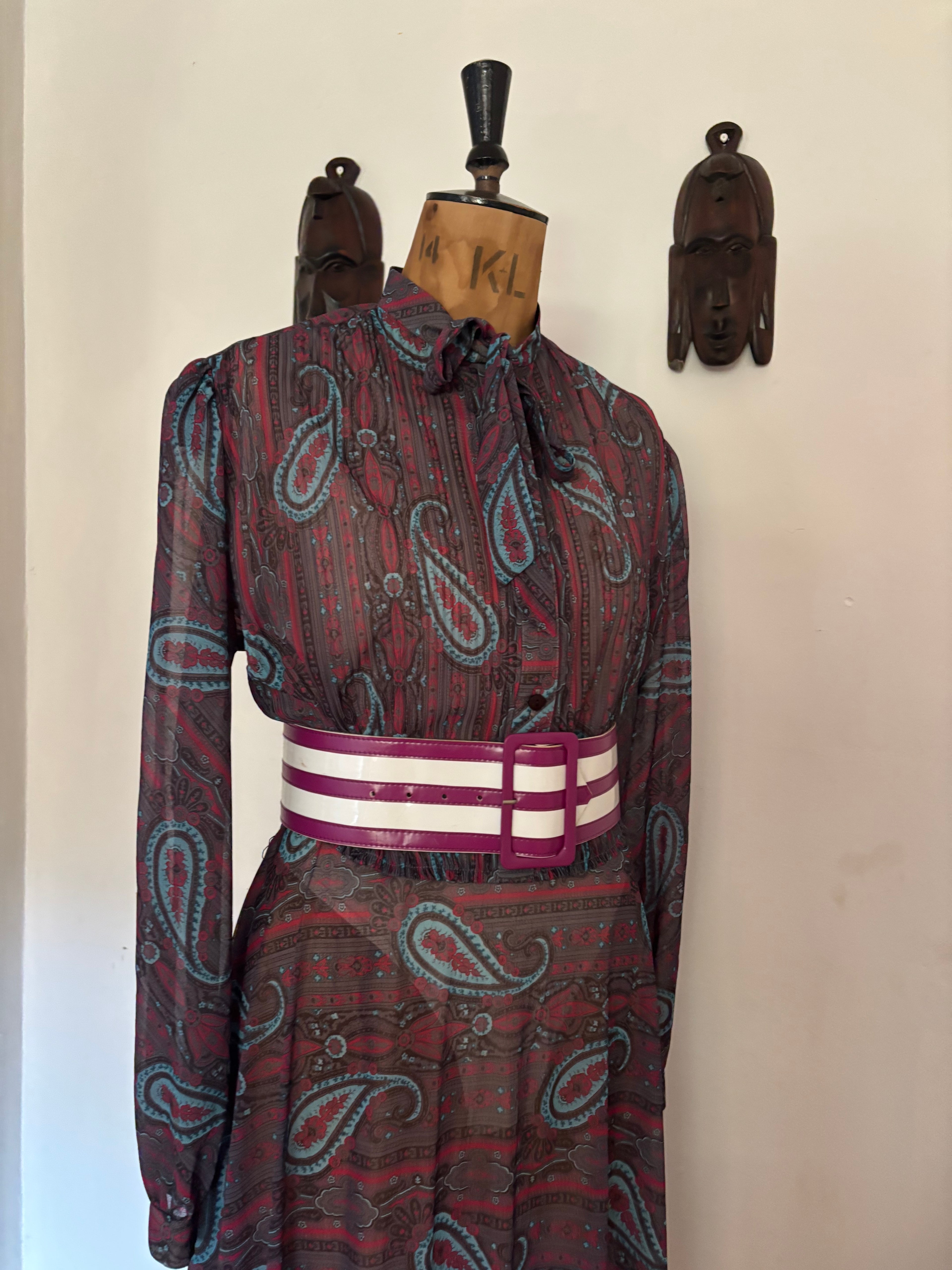 Paisley Print Vintage Chiffon Dress