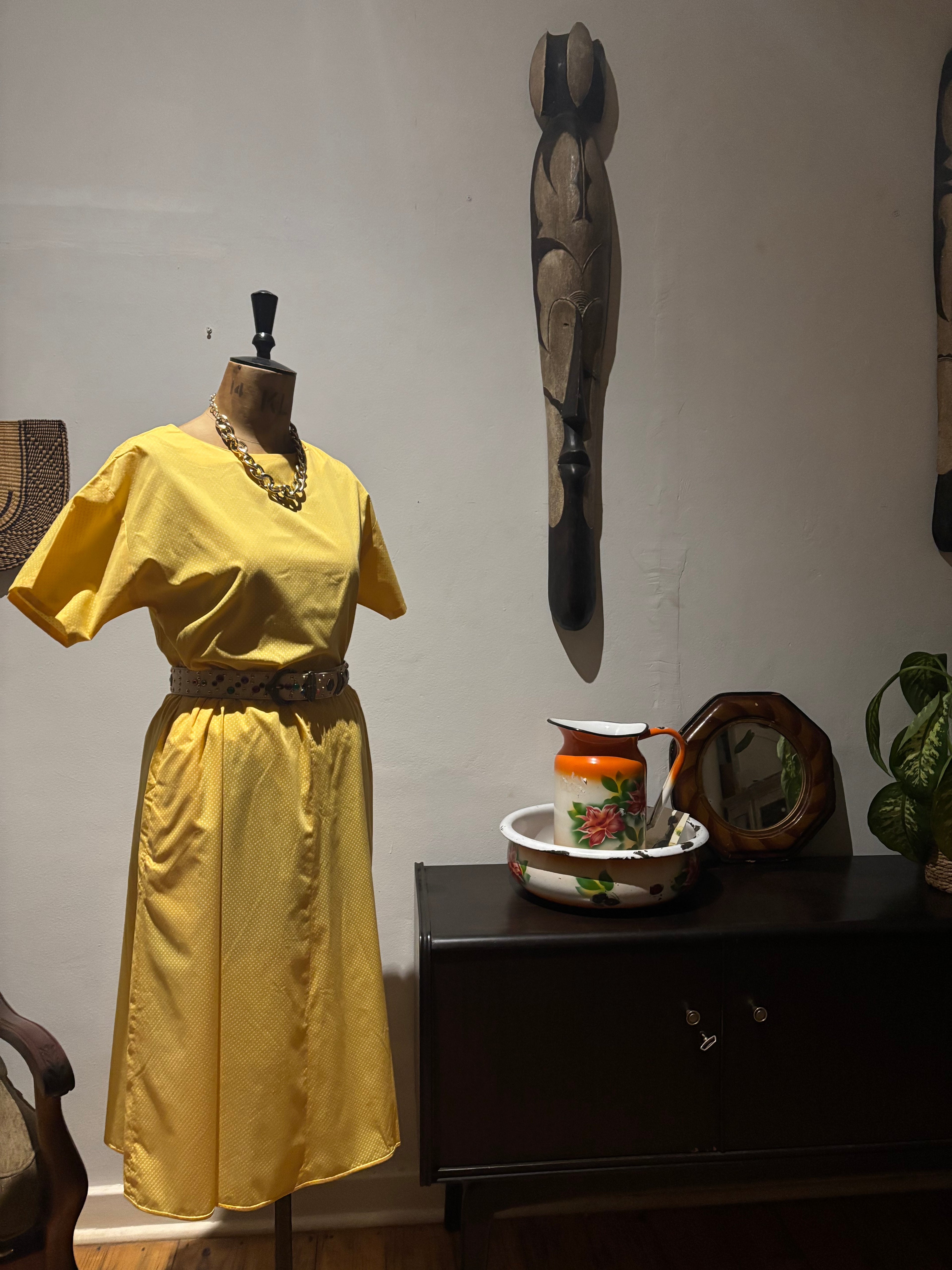 Yellow Polkadot Vintage Dress