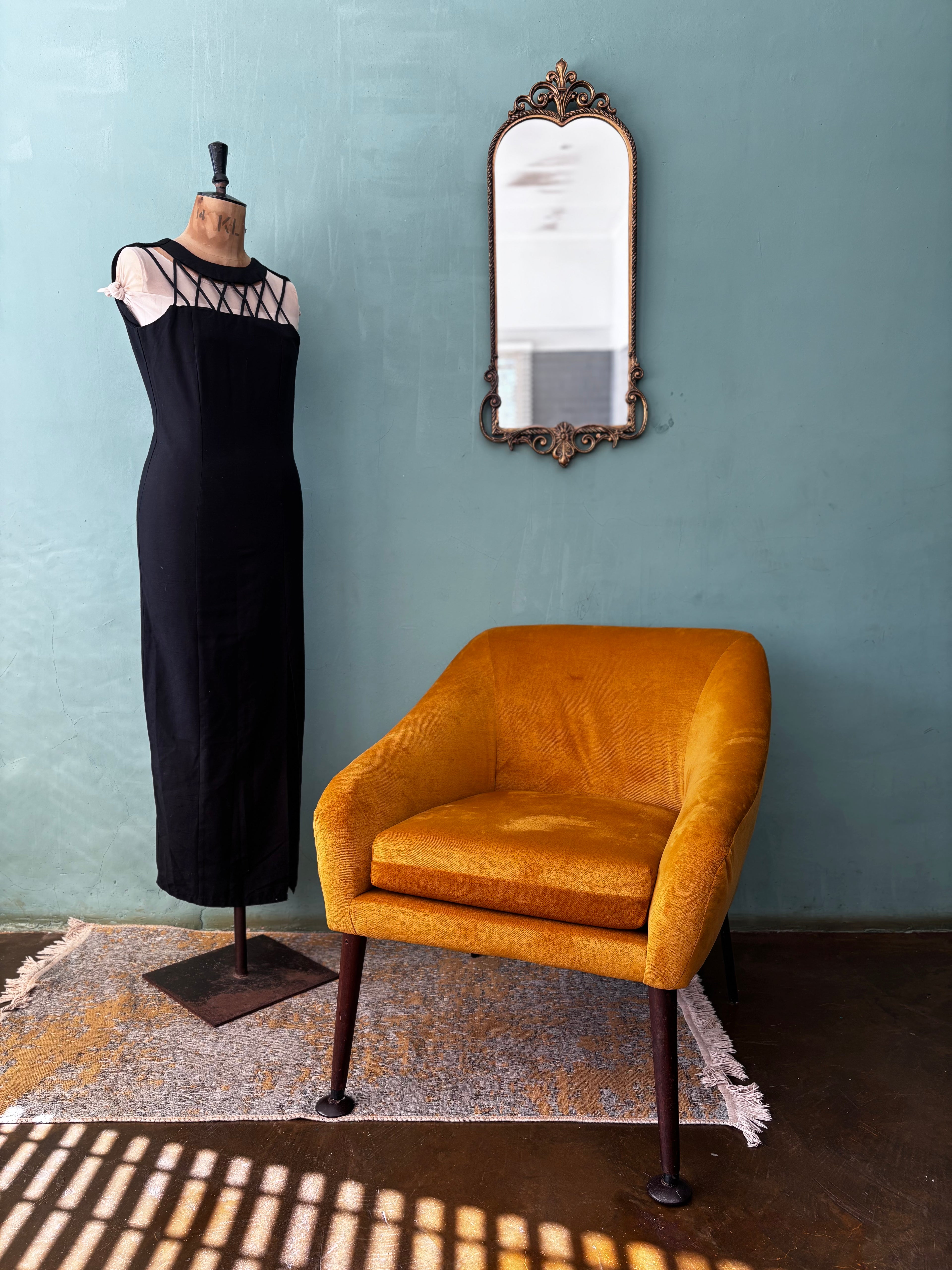 Black 90s Vintage Linen Dress
