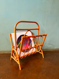 Vintage Cane Magazine & Vinyl Rack