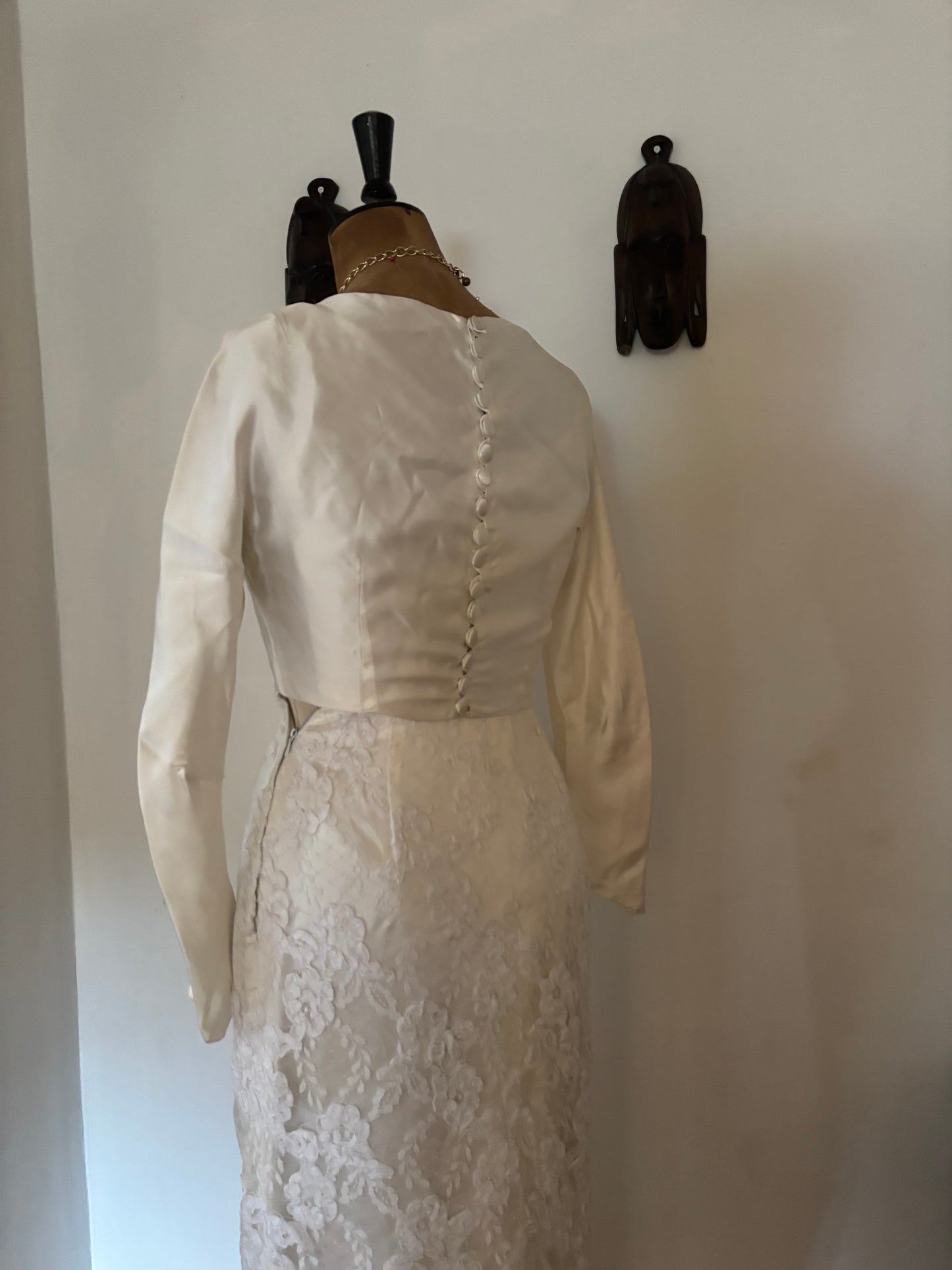 Vintage Satin & Lace Wedding Dress with Bolero