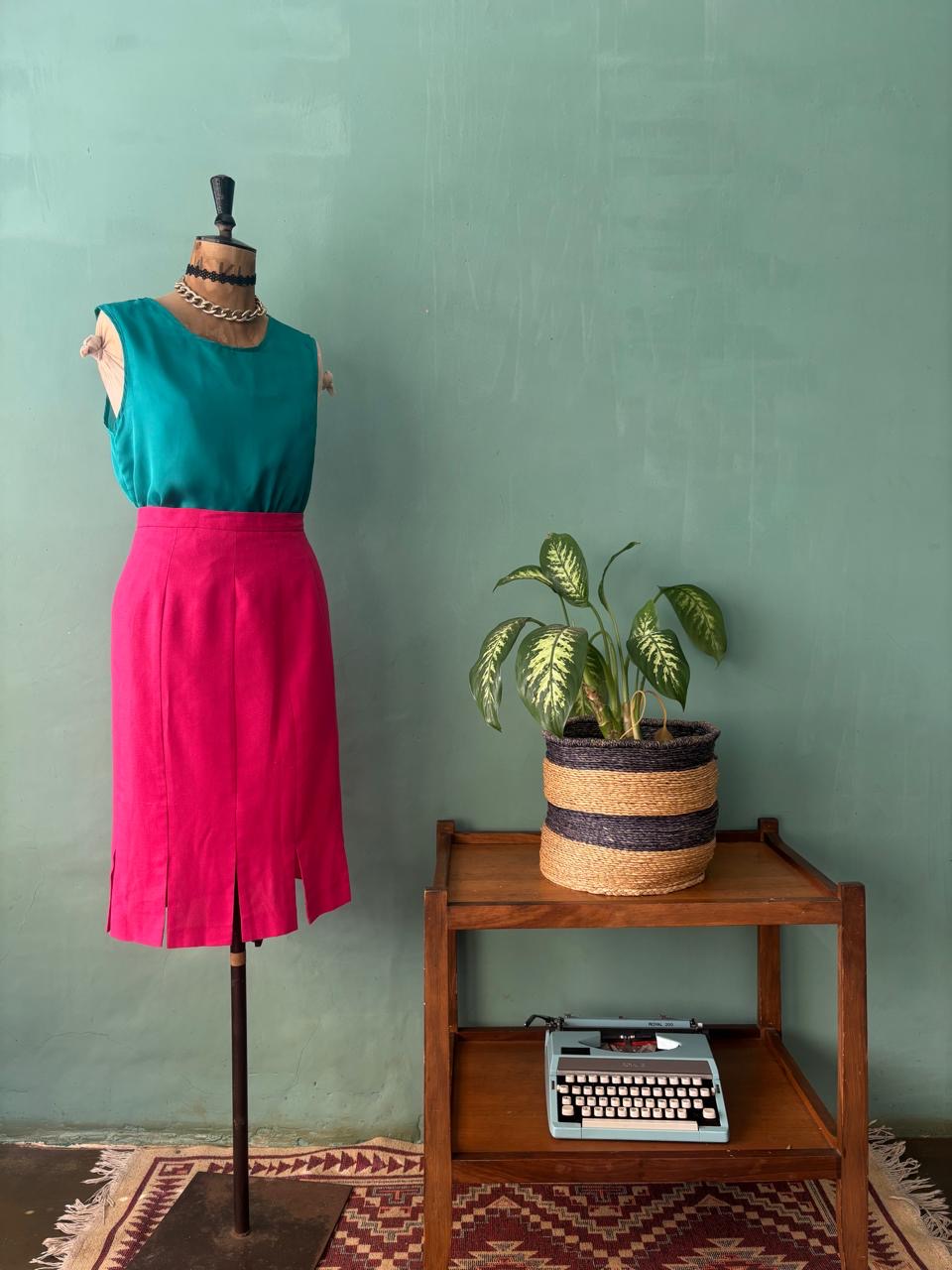 Fuschia Pink Vintage Pencil Skirt