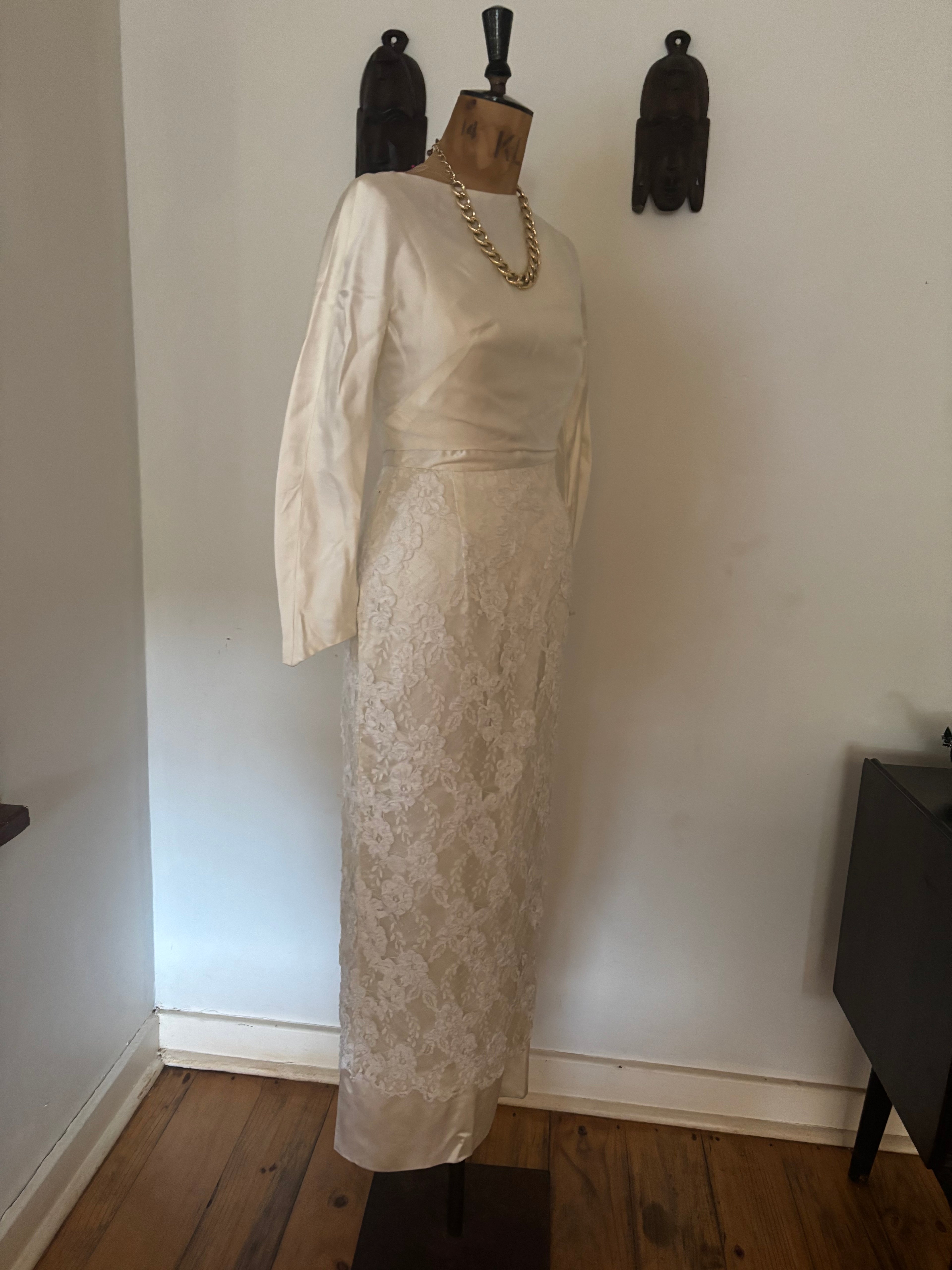 Vintage Satin & Lace Wedding Dress with Bolero