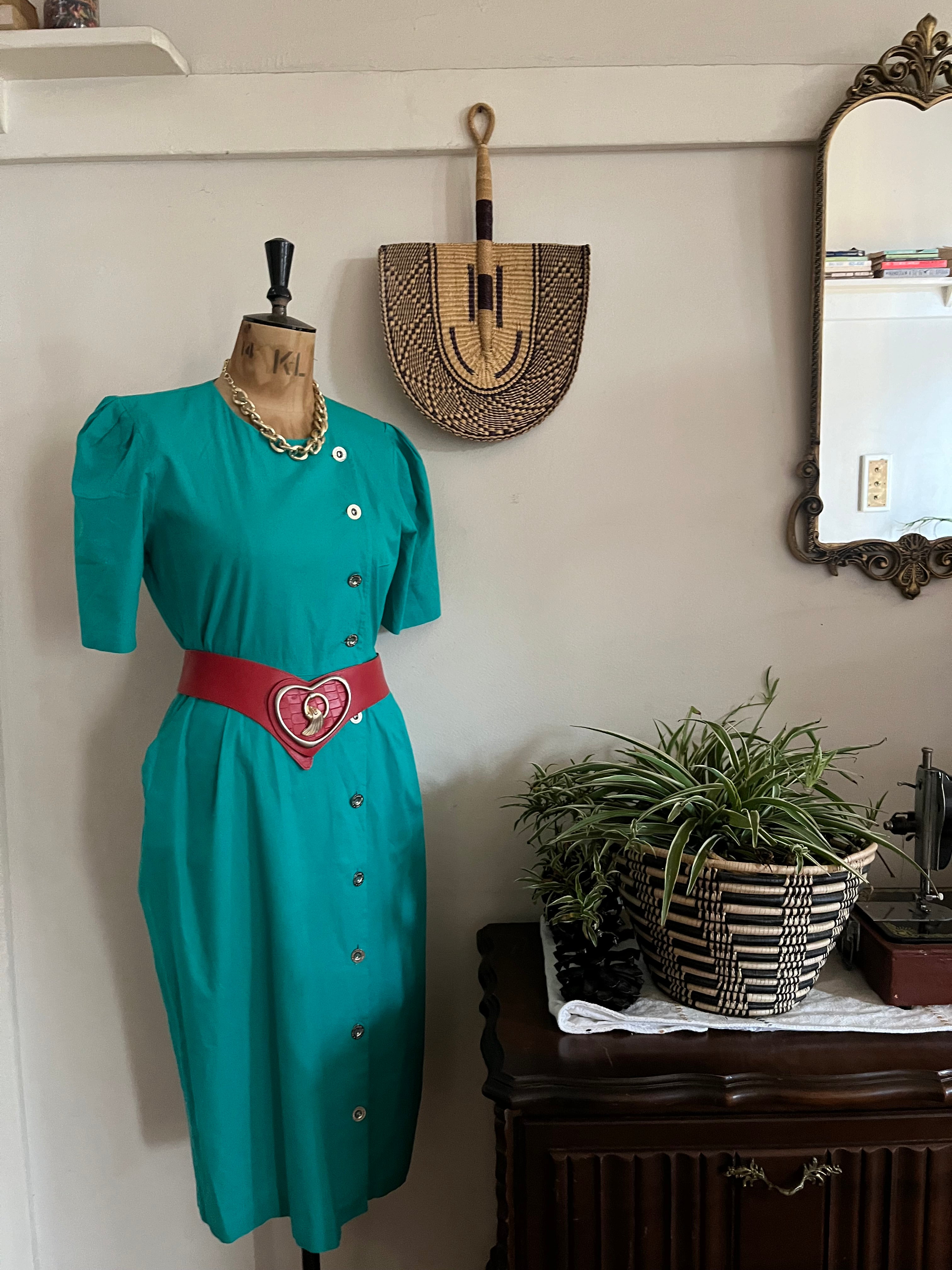 Teal 90s vintage dress