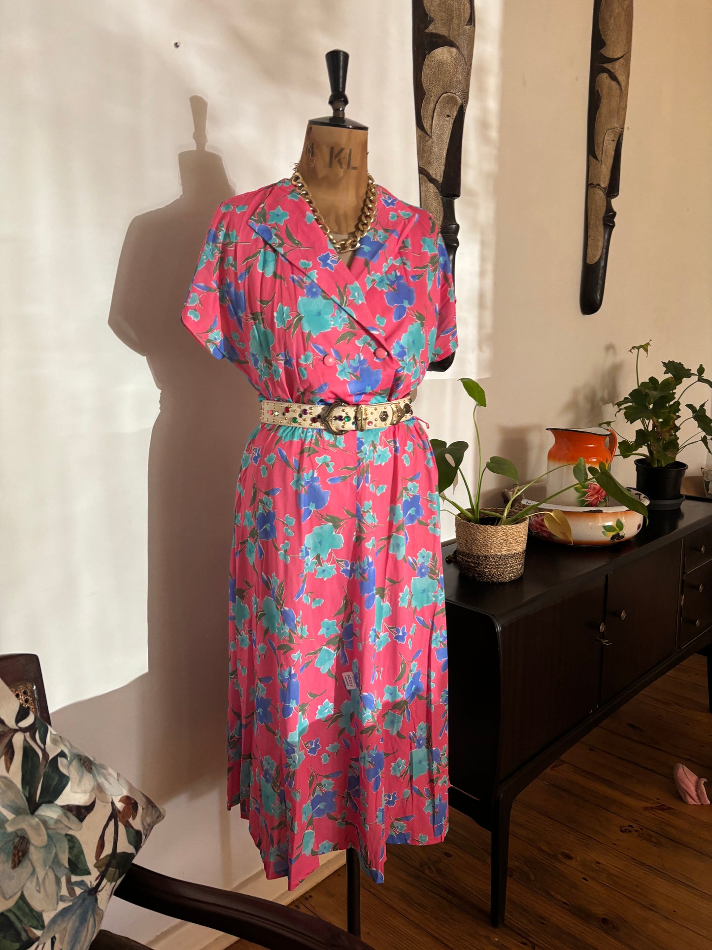 Pink Floral Vintage Summer Dress