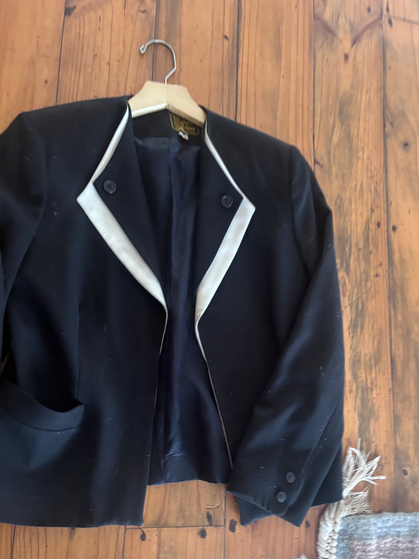 Black & White Collarless Blazer