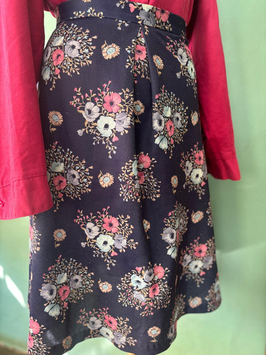 Vintage A-Line Floral Skirt