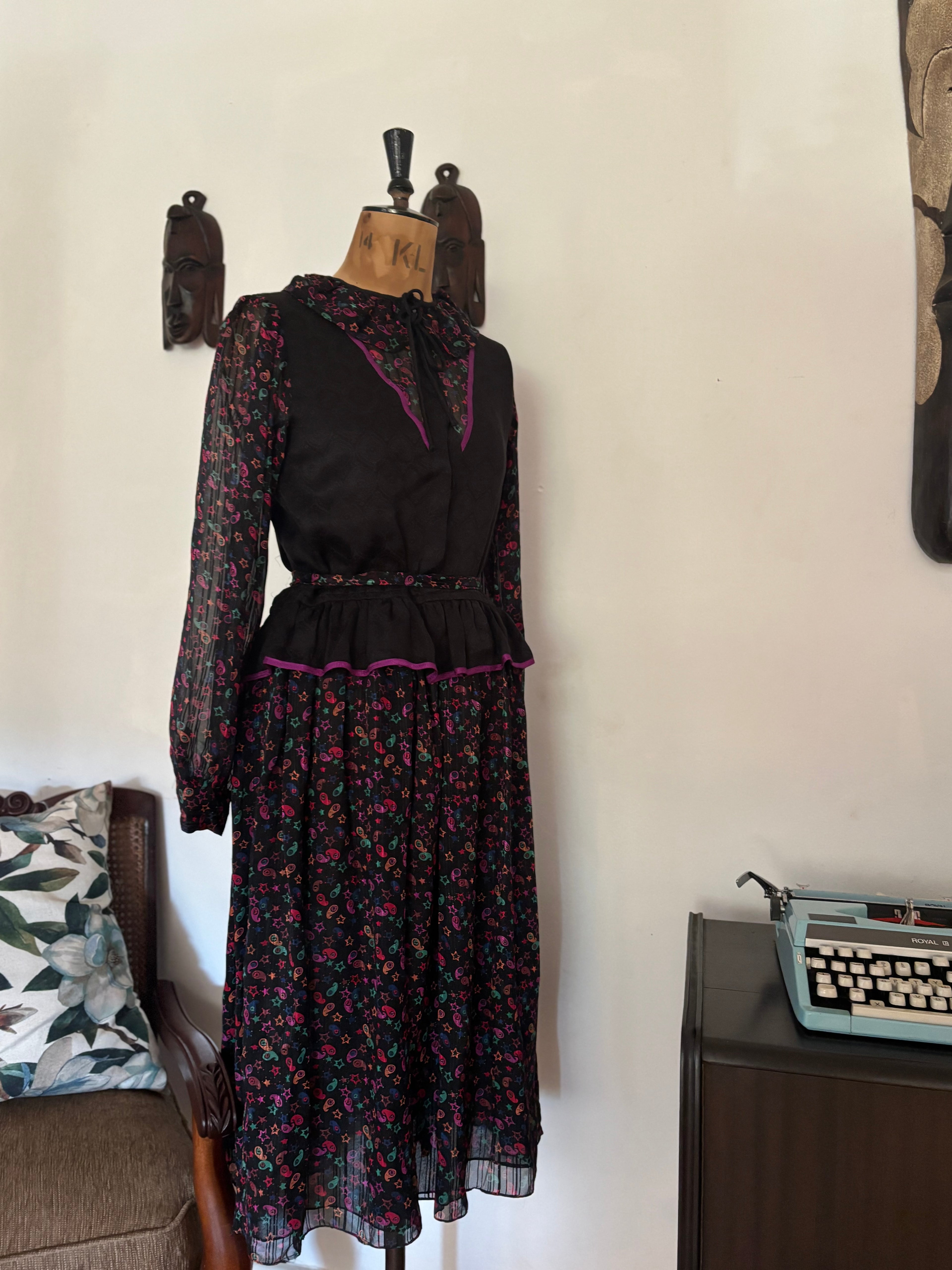 Black & Purple Vintage Dress