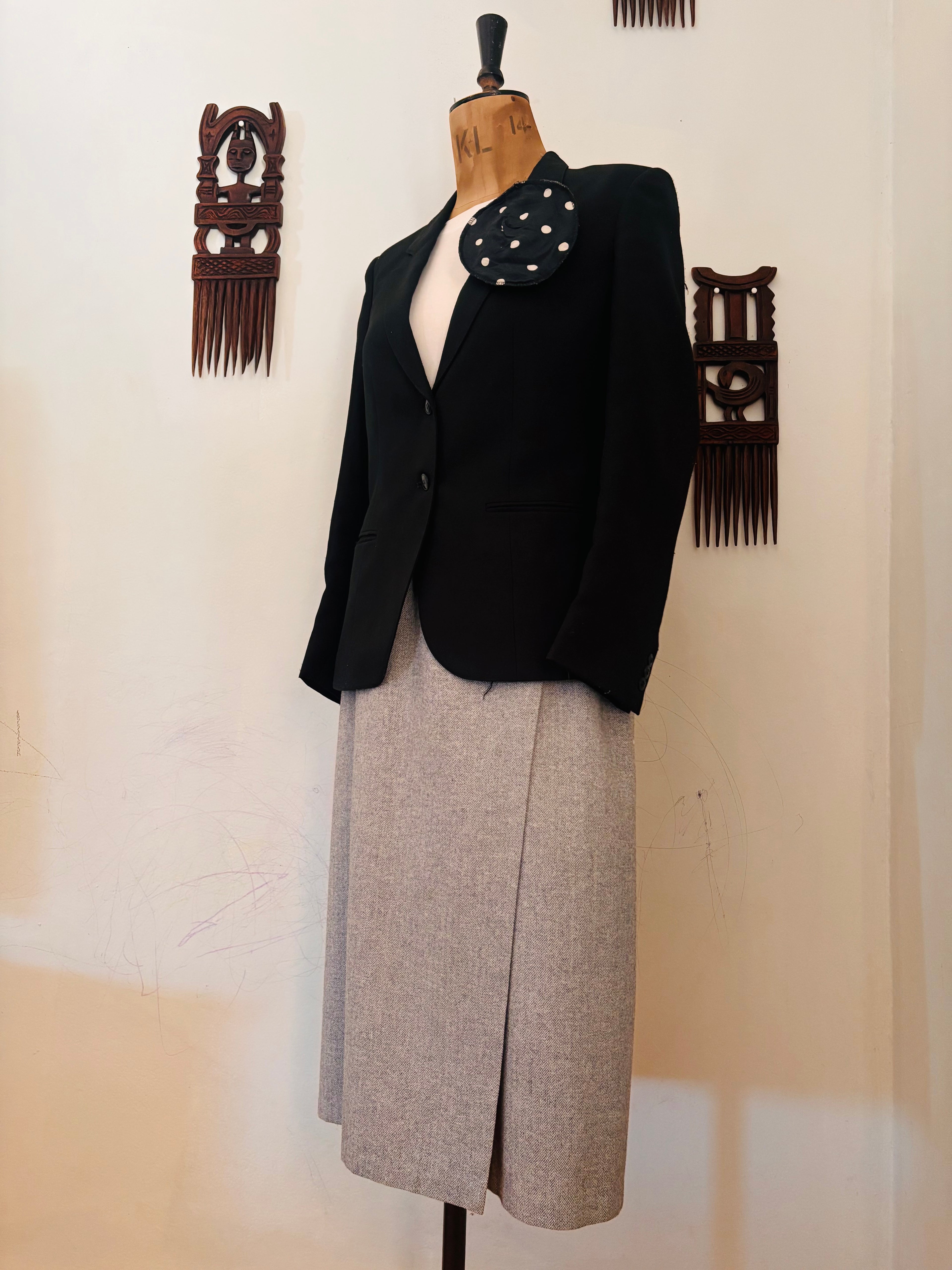 Black Pure Wool Vintage Blazer