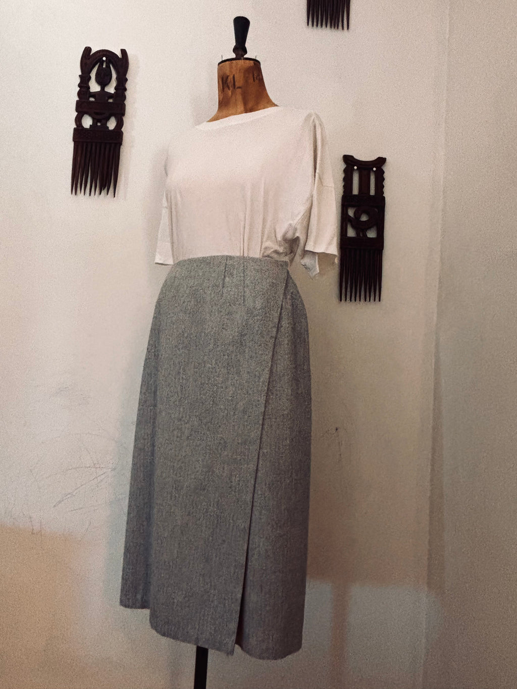 Grey Tweed Vintage Wrap Skirt