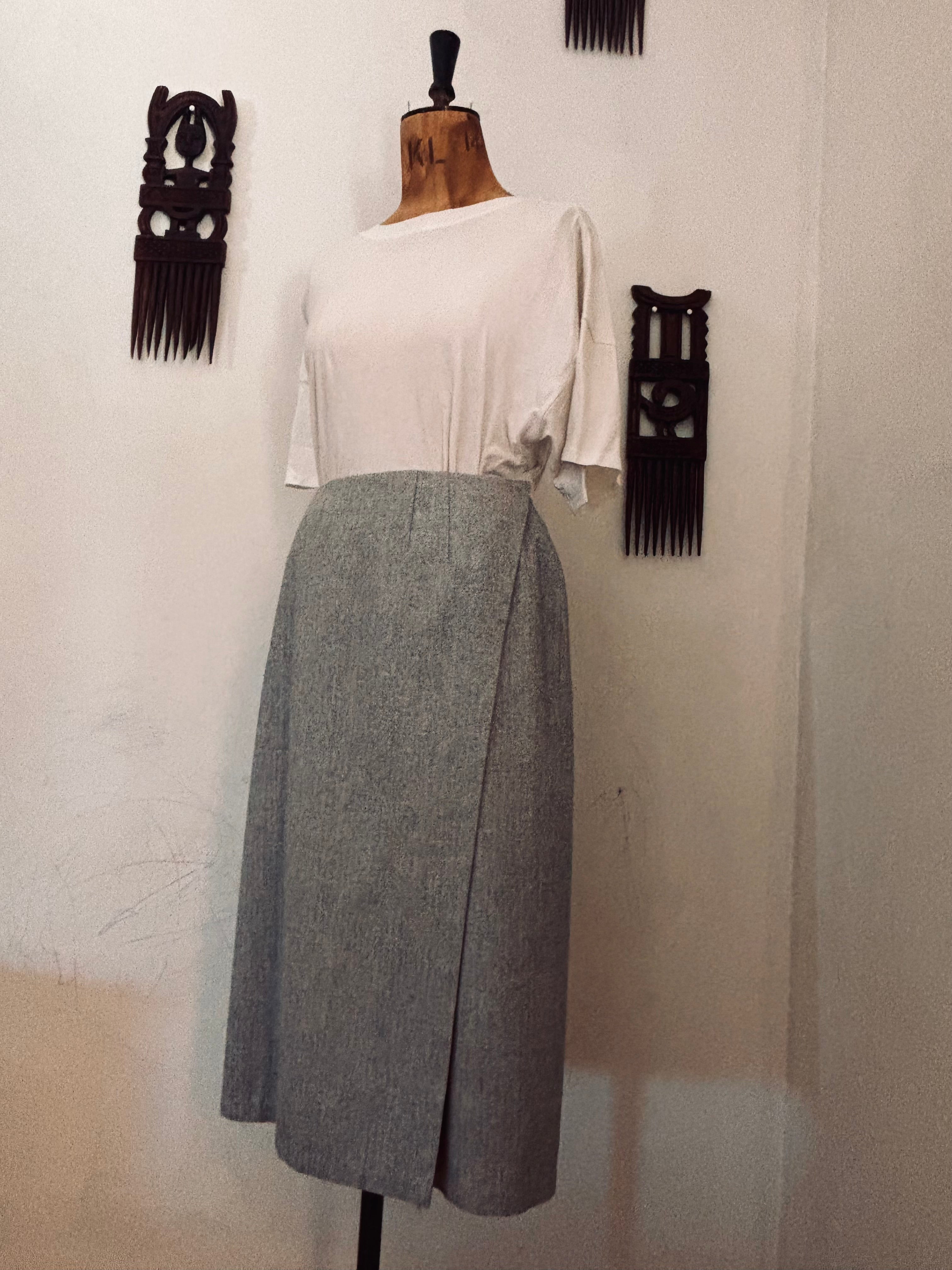 Grey Tweed Vintage Wrap Skirt