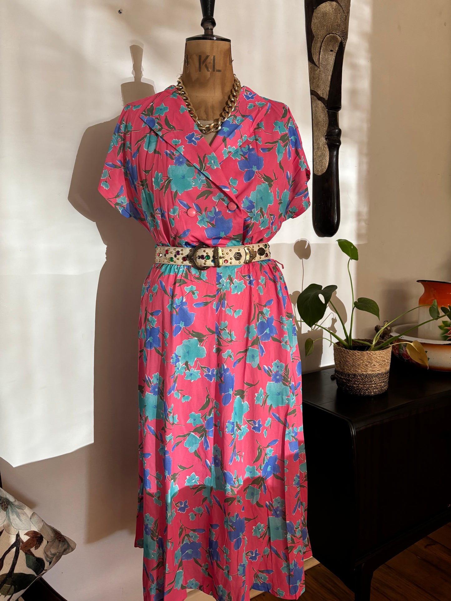 Pink Floral Vintage Summer Dress